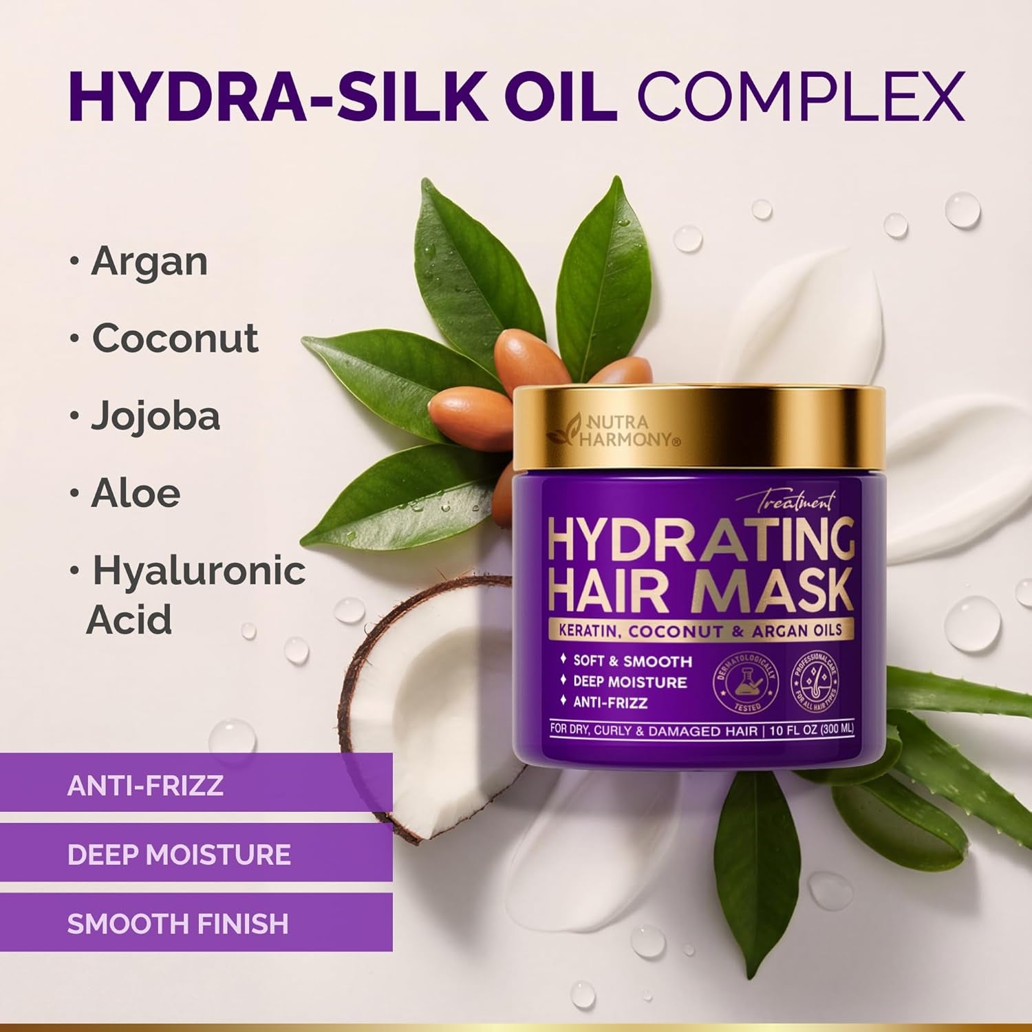 NUTRAHARMONY Hydrating Hair Mask - 100ml | Deep Conditioning Treatment for Dry & Damaged Hair | Repair & Restore Formula