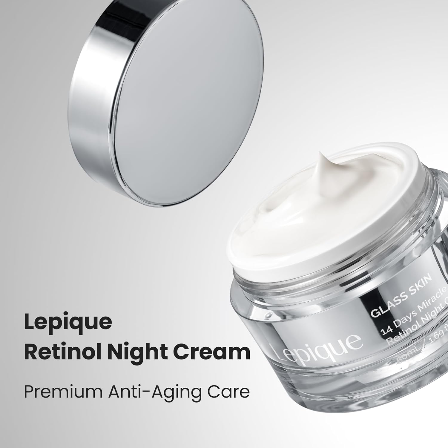 Lepique Retinol Night Cream 1.69Oz - No.1 Korean Premium Overnight Repair Cream for Face and Neck - Collagen, Centella, Hyaluronic Acid - anti Aging, Acne, Moisturizer, Face Cream, Hydrating, Firming