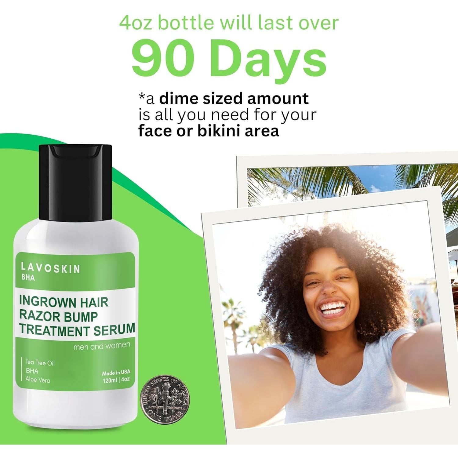 LAVOSKIN Ingrown Hair & Razor Bump Treatment Serum – 120ml | Soothing Tea Tree Formula