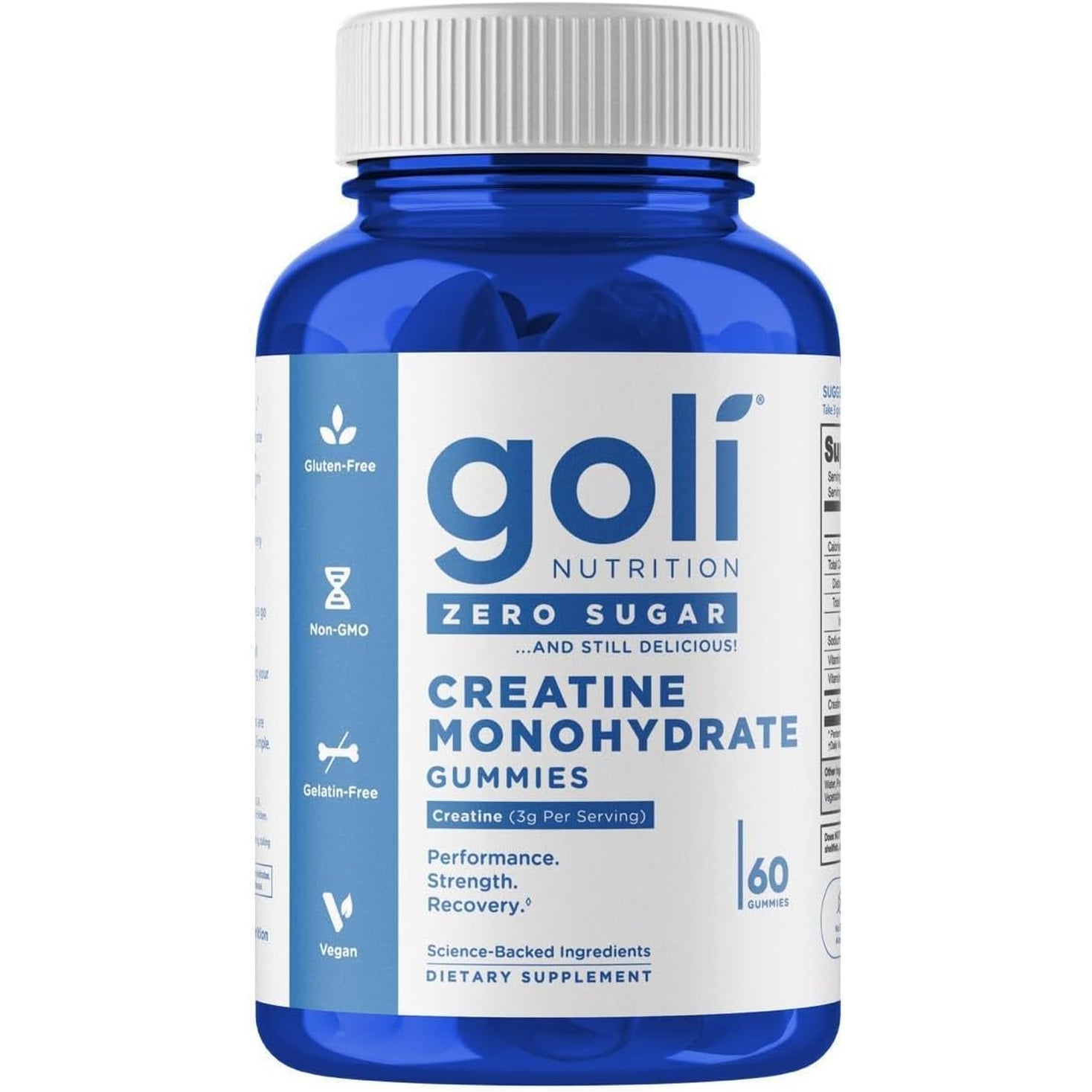 Goli Zero Sugar Creatine Gummies - Keto-Friendly, Rich in Fiber, No Sugar Alcohols, No Artificial Sweeteners, Gluten-Free, Vegan, Non-Gmo, and Gelatin-Free