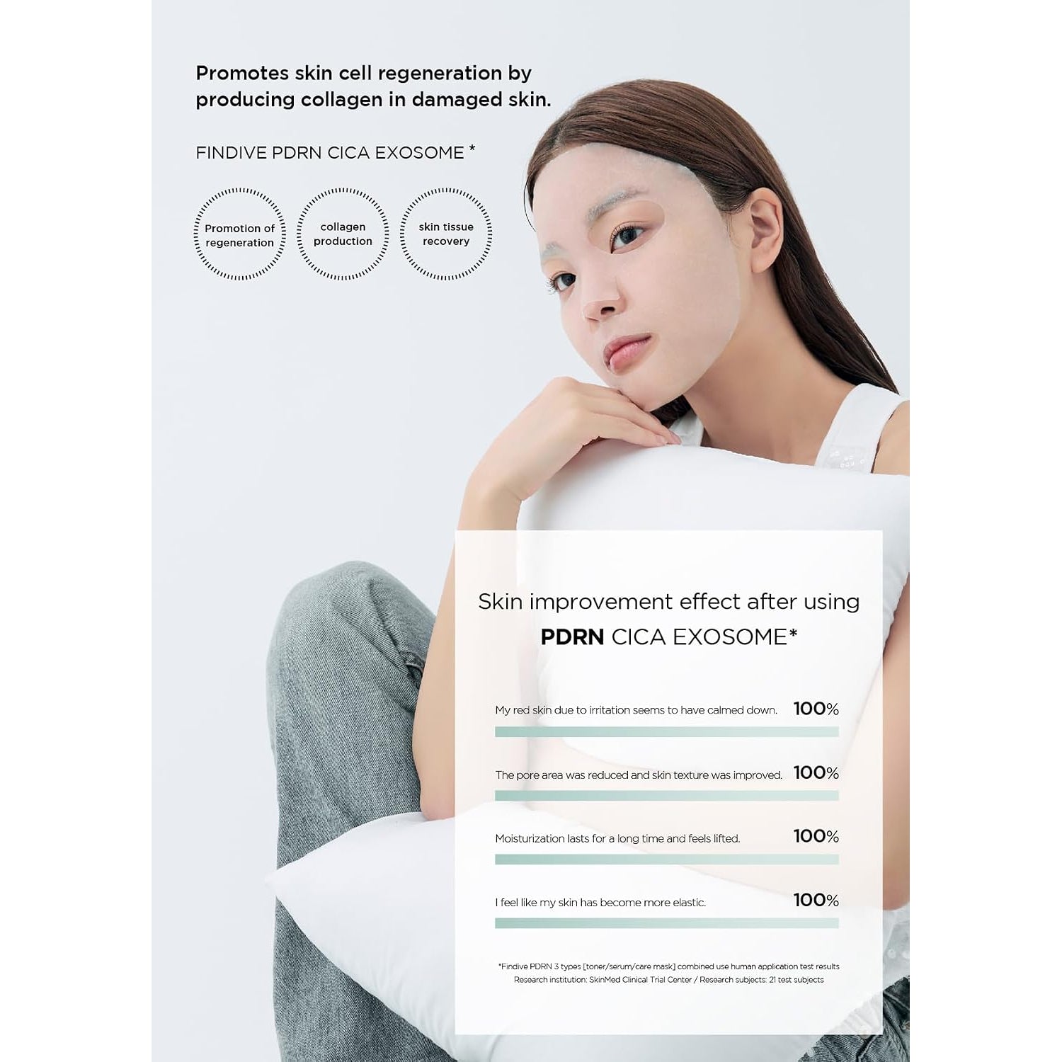 FINDIVE OFFICIAL PDRN CICA Exosome Care Mask, PDRN (Sodium DNA) 5,000Ppm, Cica Exosome, Marin Collagen, Soothes, Regenerates Skin, Korean Skincare 1.05Fl.Oz* 8 Sheets