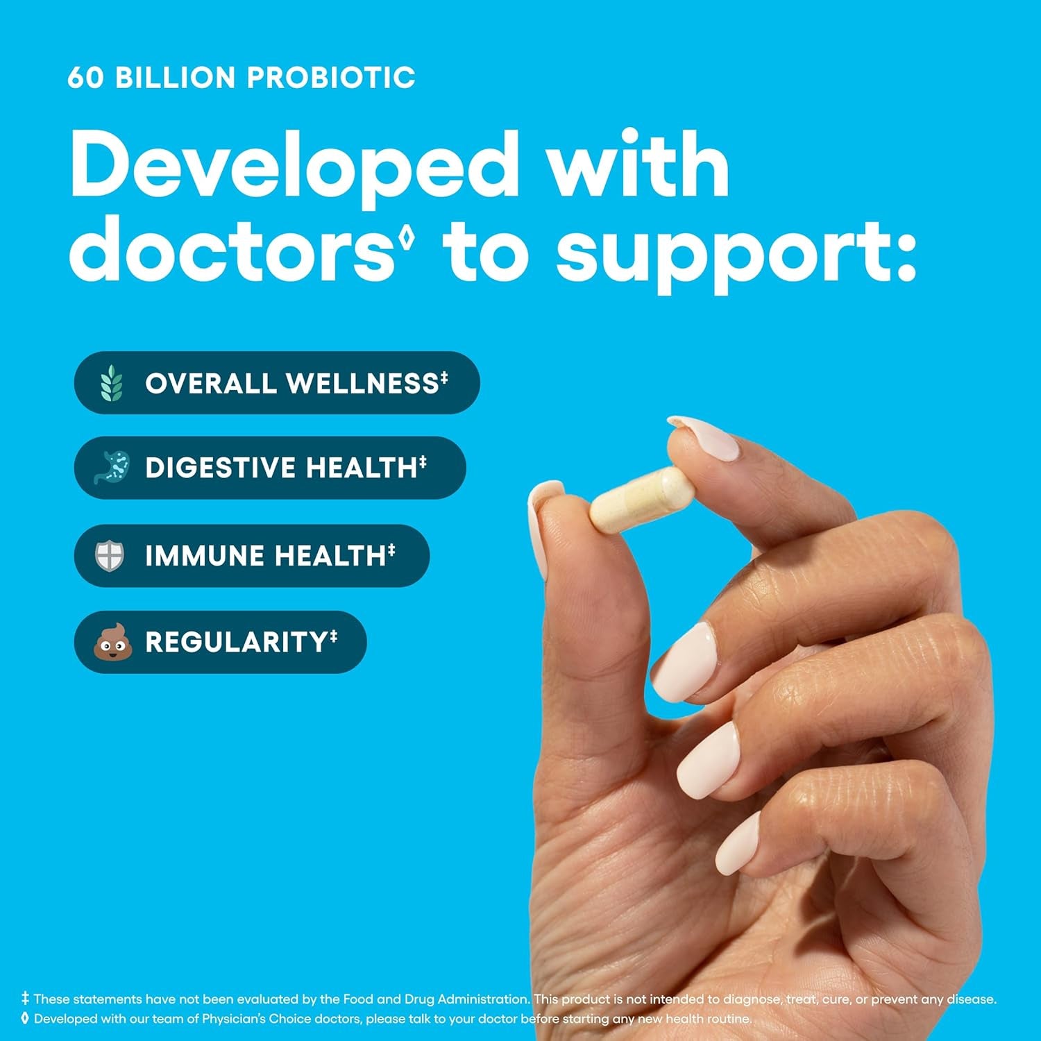 Physician's Choice 60 Billion CFU Probiotic – 10 Strains & Organic Prebiotics for Gut, Digestive & Immune Health | 30 Capsules