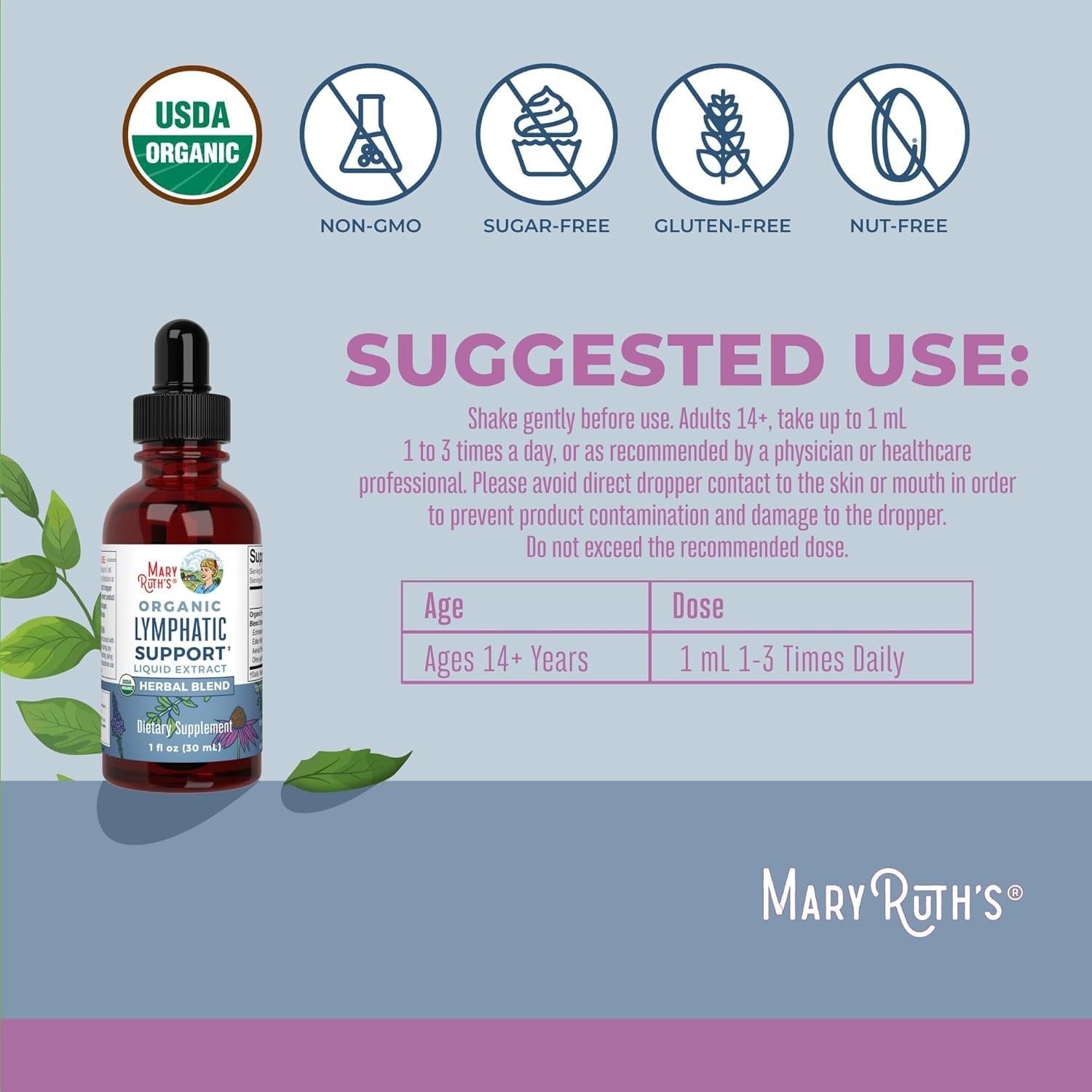 MaryRuth Organics Lymphatic Support Liquid Extract – 30ml | Herbal Detox & Immune Support