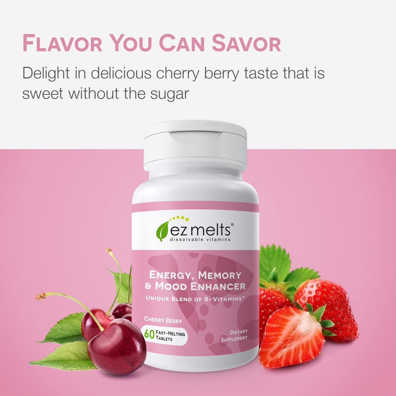 EZ Melts Dissolvable Vitamins Energy, Memory & Mood Enhancer – 60 Tablets | Fast-Melting B-Vitamin Blend for Daily Mental Clarity & Wellbeing