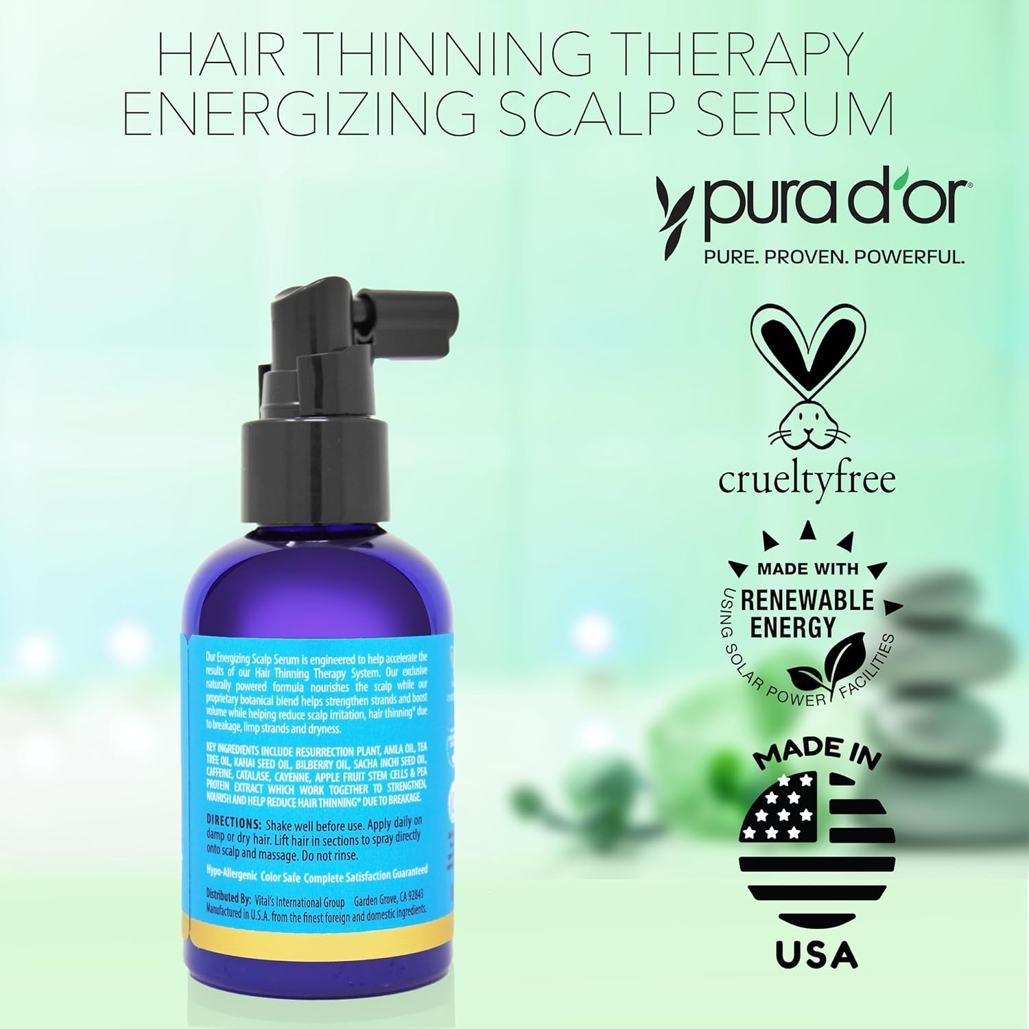 PURA D'OR Hair Thinning Therapy Scalp Serum – Copper Peptides, Biotin, Catalase & DHT Balance for All Hair Types | 120ml