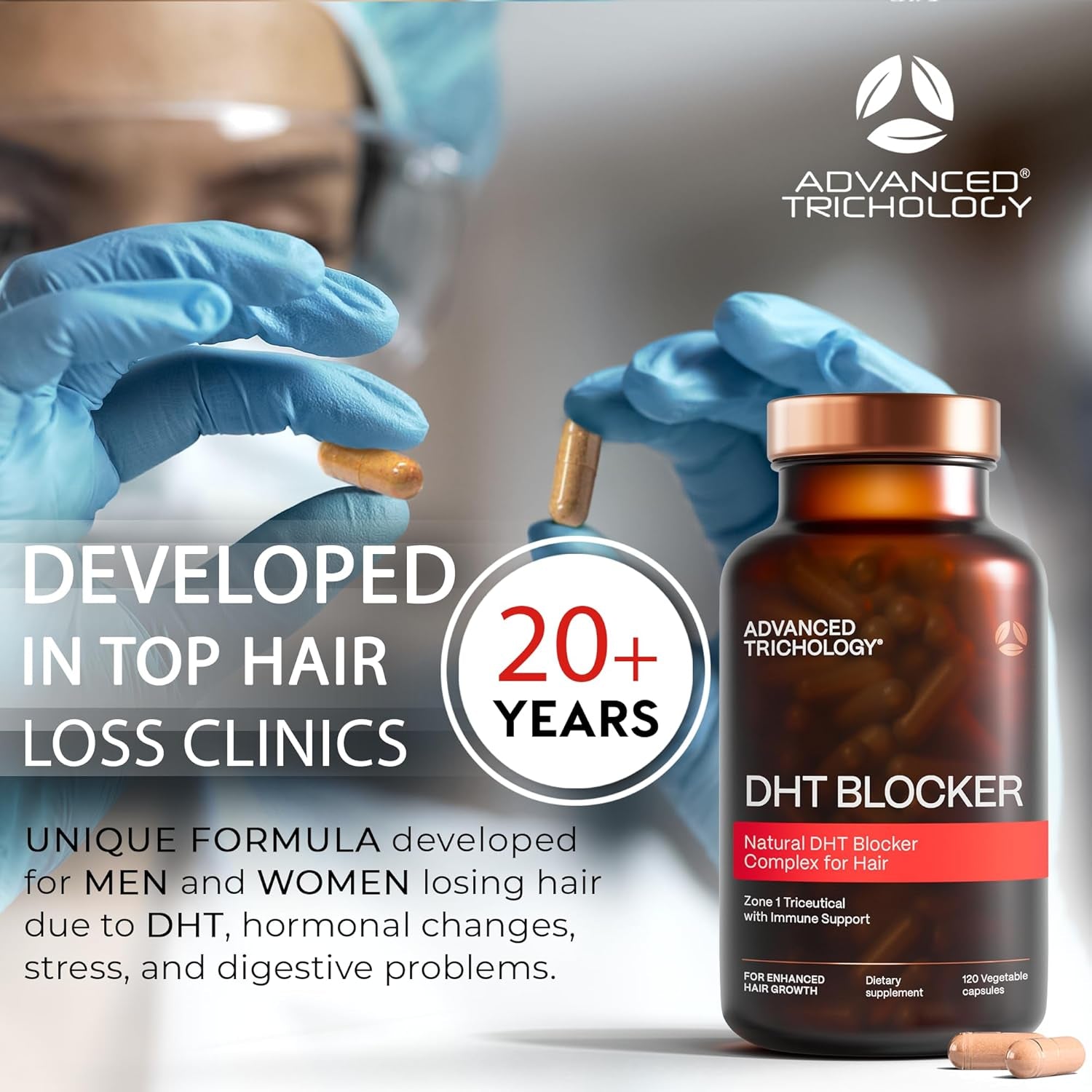 Advanced Trichology DHT Blocker Hair Supplement – Clinically Formulated for Genetic Hair Thinning in Men & Women