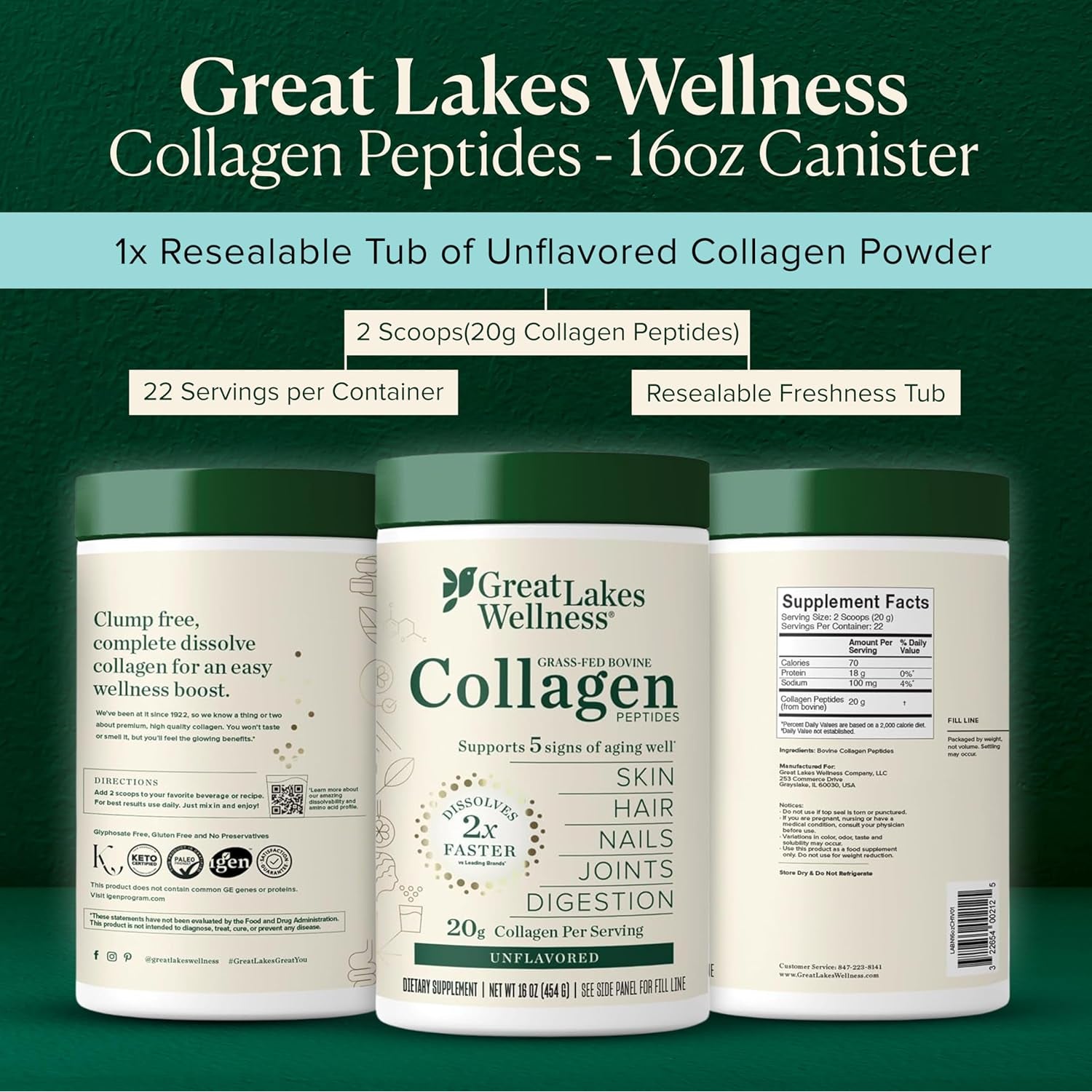 Great Lakes Wellness Collagen Peptides – product view 2