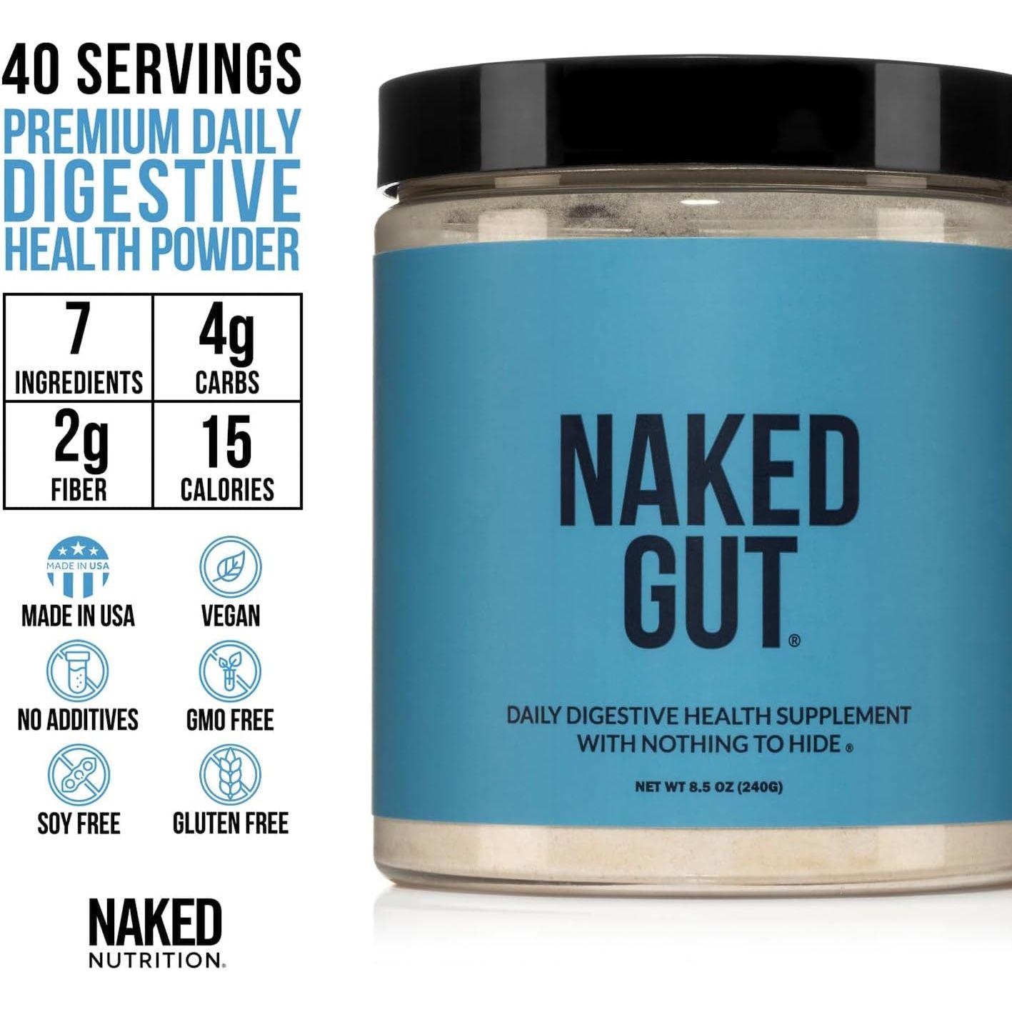 Naked Nutrition Naked Gut – 240g | Prebiotic & Probiotic Blend for Gut Health, Digestion & Immunity