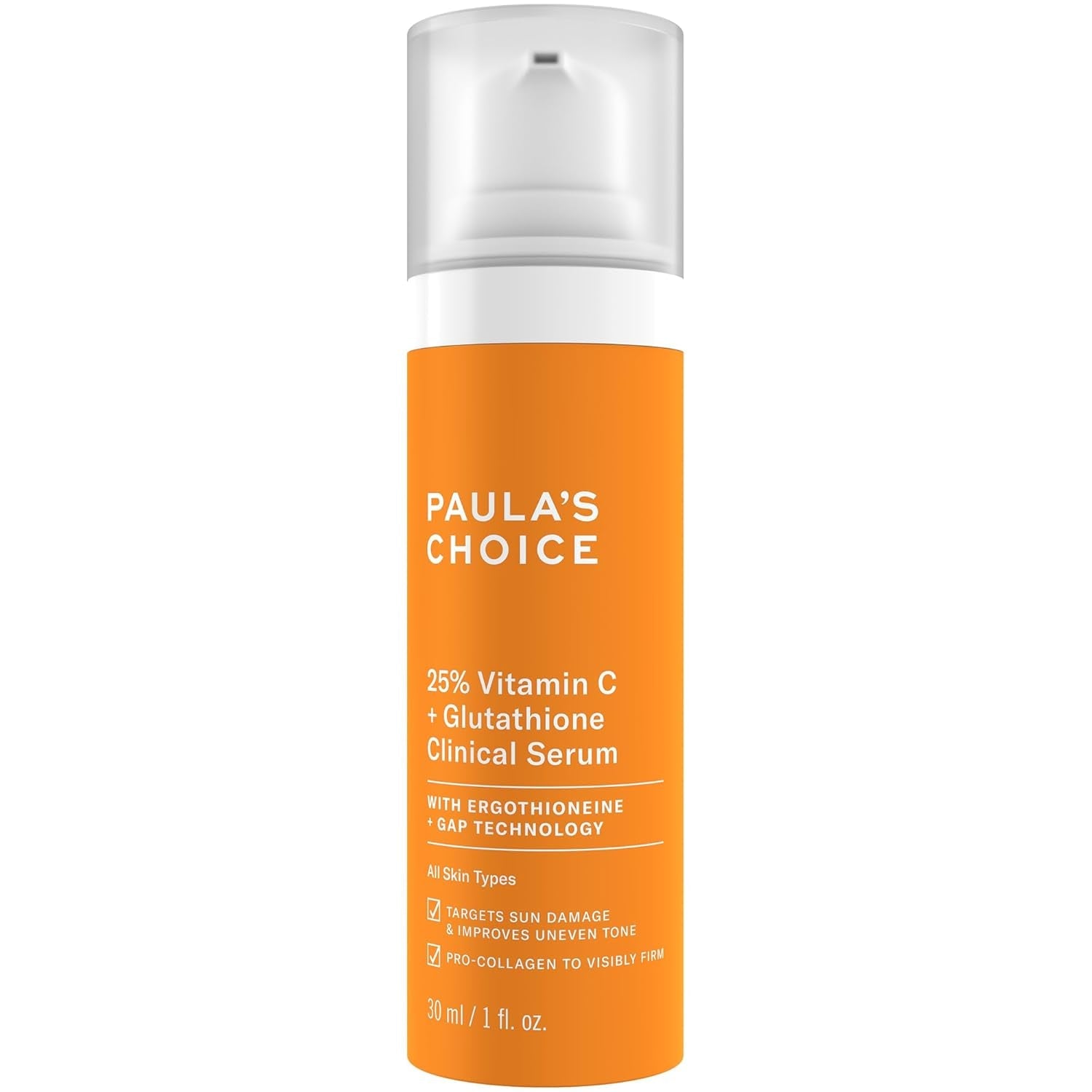 Paula’s Choice 25% Vitamin C + Glutathione Clinical Serum – 30ml | Brightens, Firms & Fades Stubborn Discoloration