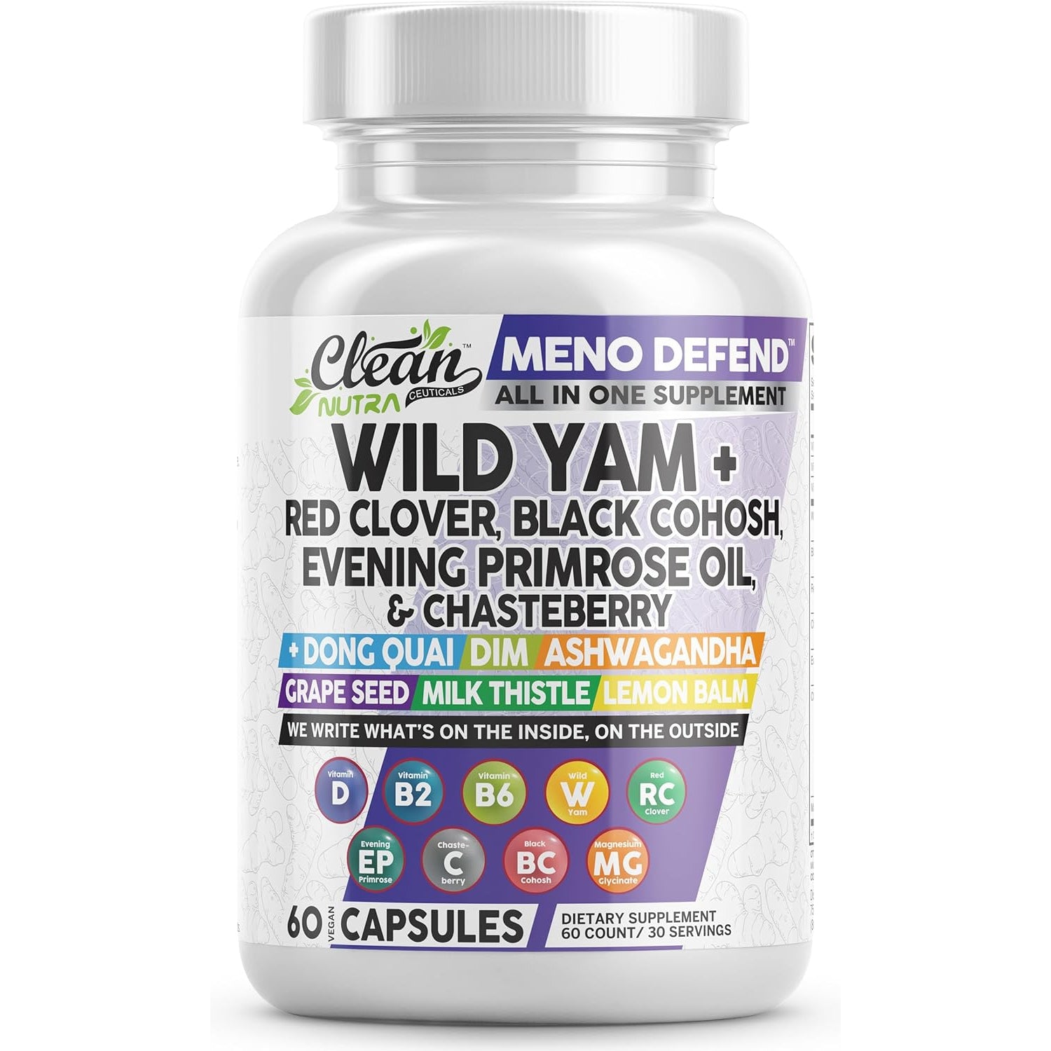 Clean Nutraceuticals Women's Hormone Balance Complex – 60 Capsules | Wild Yam, Black Cohosh, Dong Quai, DIM & Ashwagandha | Menopause & Hormonal Wellness Support