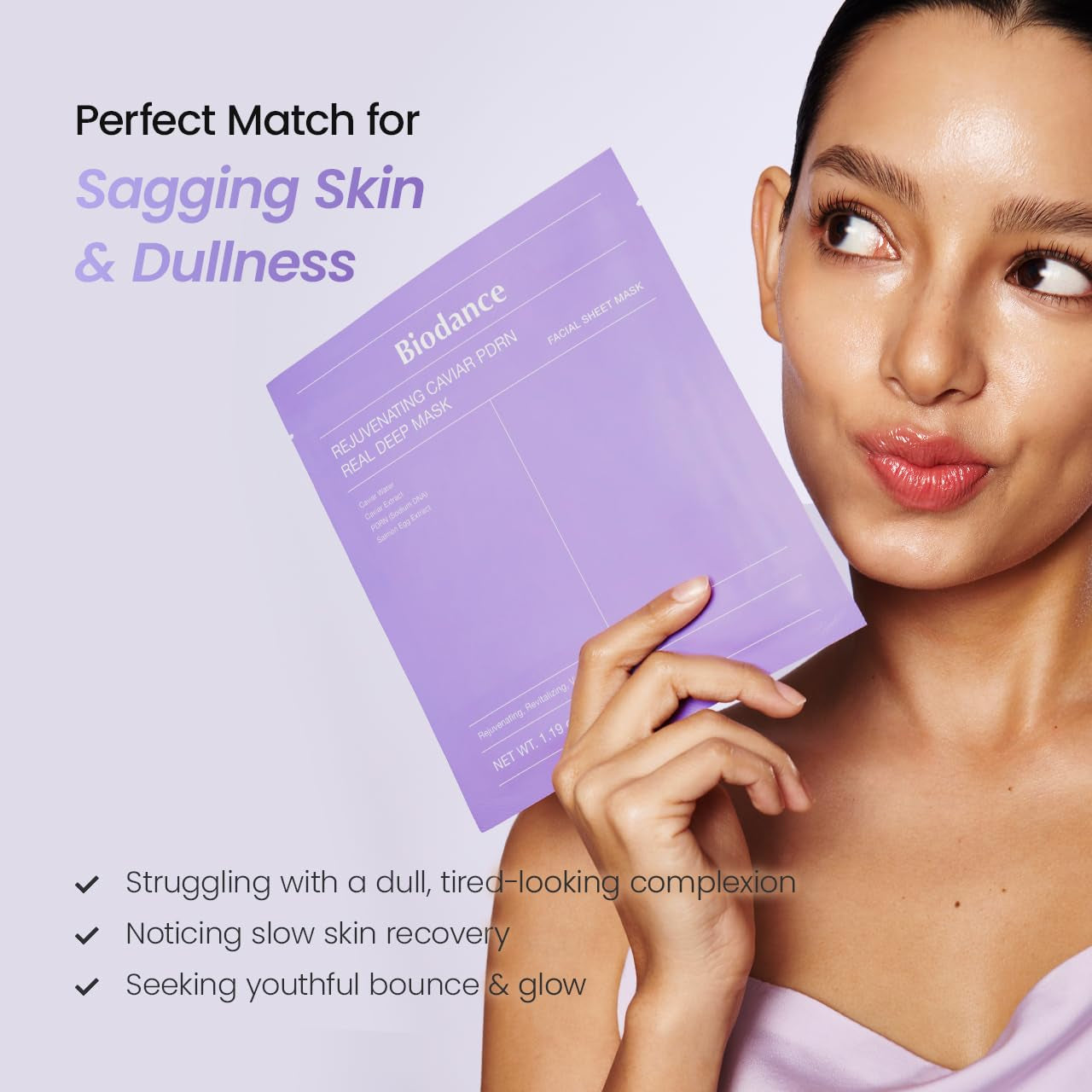 BIODANCE Rejuvenating Caviar PDRN Real Deep Hydrogel Mask – 34g x 4 Sheets | Overnight Skin Firming, Radiance & Recovery | Korean Skincare
