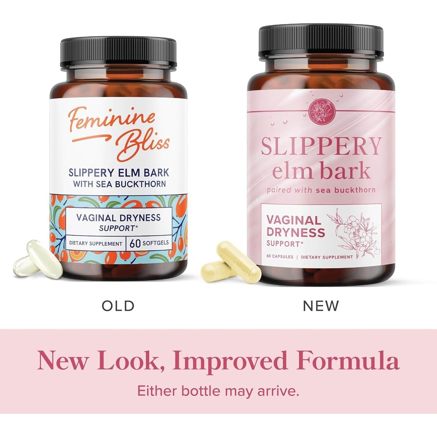 SMNutrition Slippery Elm Bark & Sea Buckthorn – 60 Capsules | Natural Vaginal Moisture & Intimate Wellness