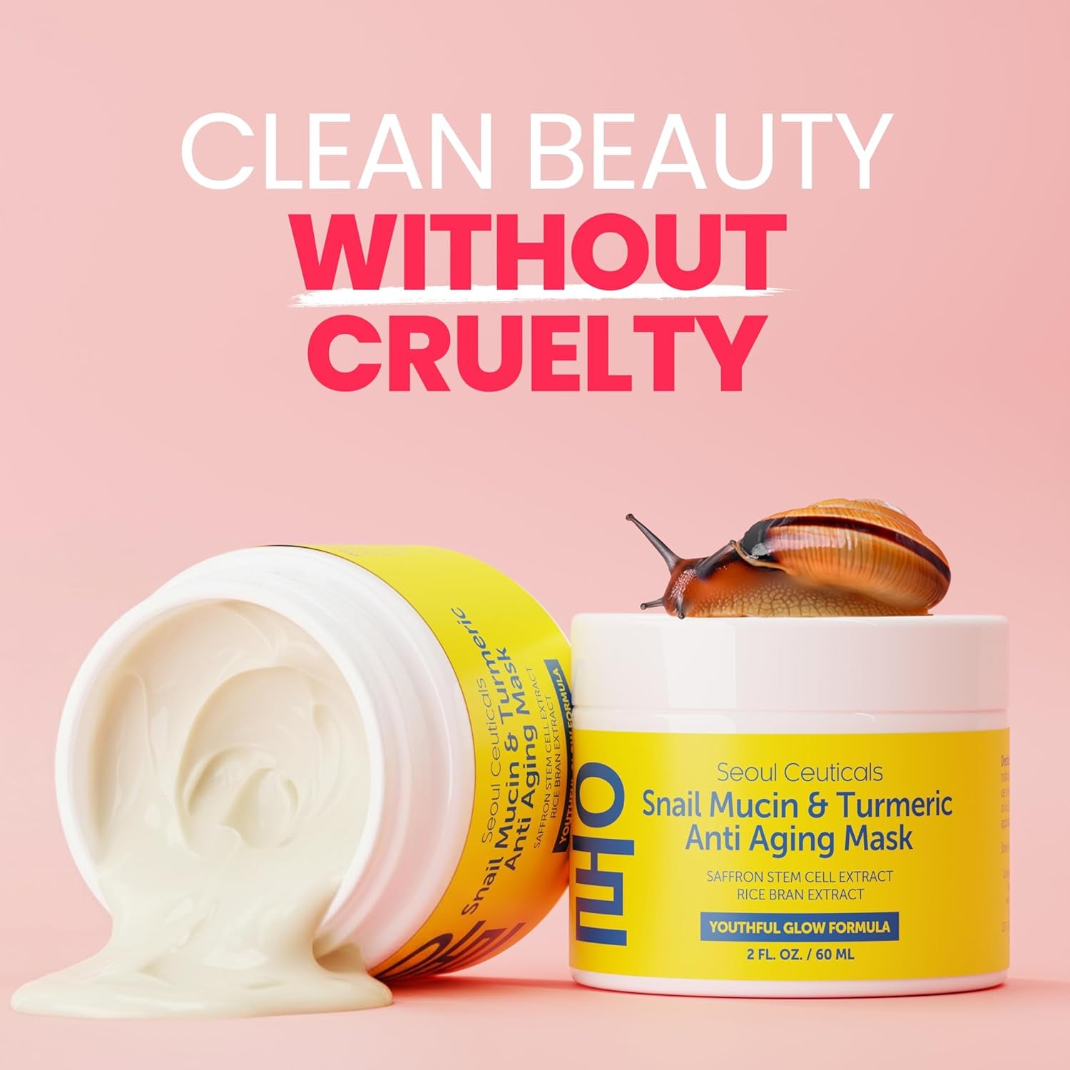 SeoulCeuticals Snail Mucin & Turmeric Face Mask – Korean Anti-Ageing Wash-Off Mask for Healthy Glow | 60ml | K-Beauty