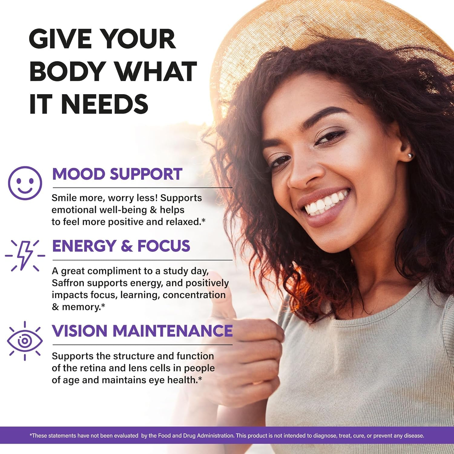 NUTRAHARMONY Pure Saffron Extract 88.5mg — 90 Capsules | 3 Month Supply | Mood, Focus, Vision & Energy Support | Eye Health for Women & Men | Vegan & Non-GMO