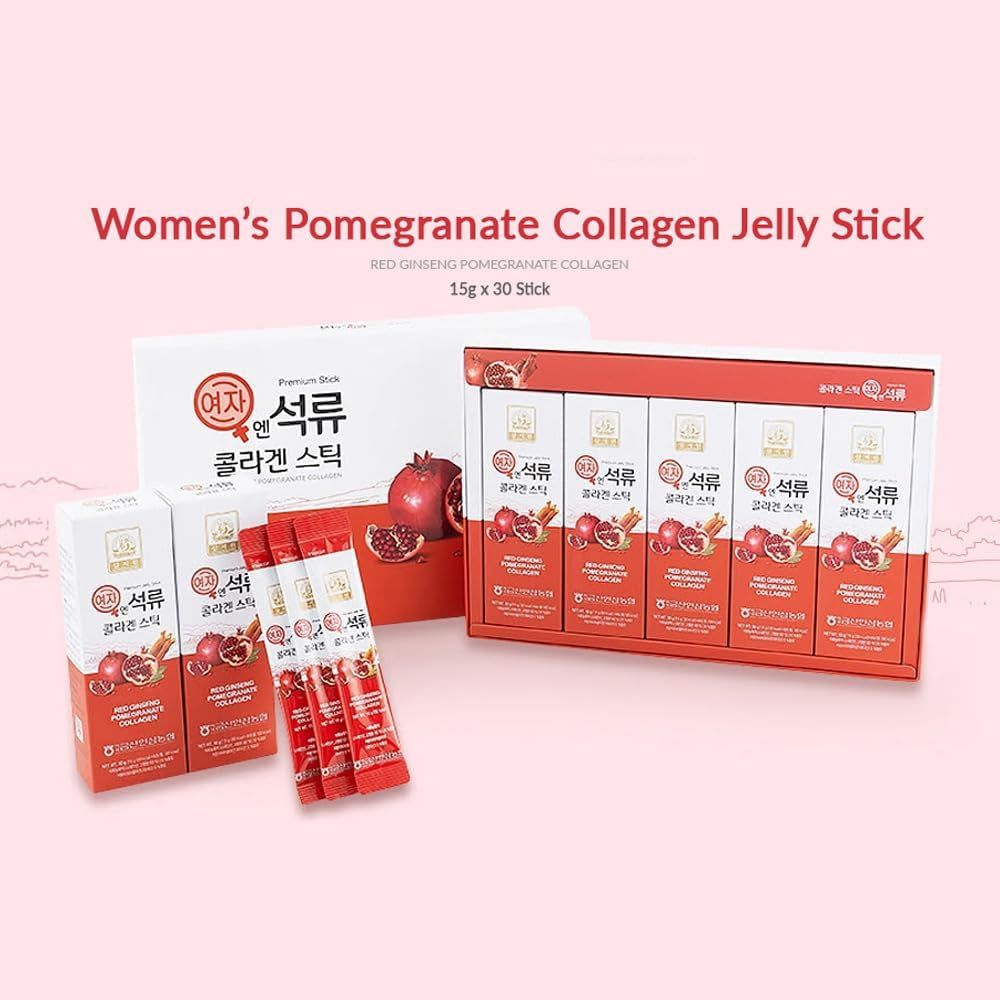 Vtelor Pomegranate Collagen Jelly Stick – 30 Sticks (5 Packs) | Skin, Hair & Nail Support