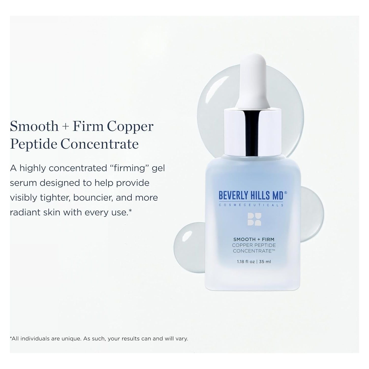 Beverly Hills MD Smooth + Firm Copper Peptide Concentrate Serum – 35ml | Lifting & Firming Anti-Ageing Gel Serum