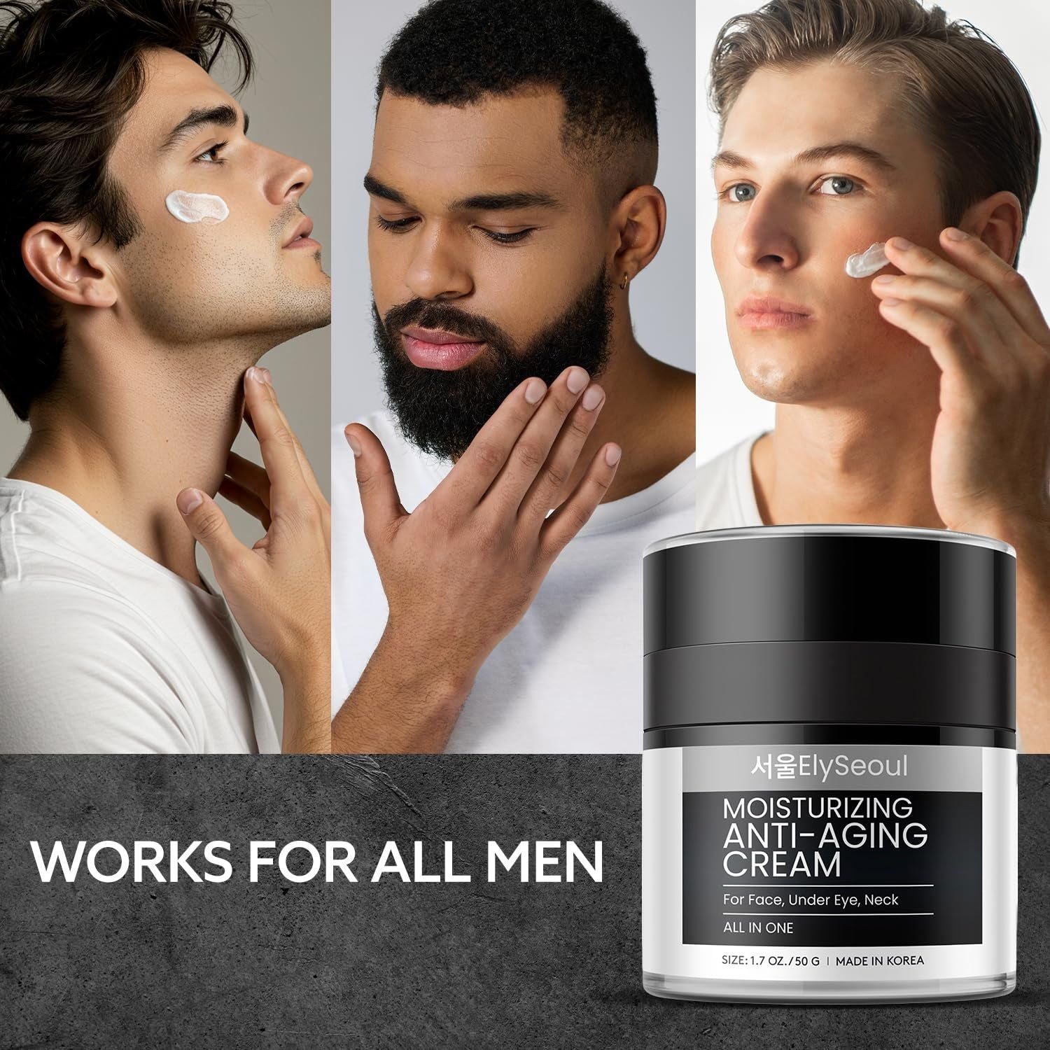ElySeoul Moisturizing Anti-Aging Cream – 50g | 6-in-1 Skincare for Men: Hydrate, Firm, Brighten & Soothe