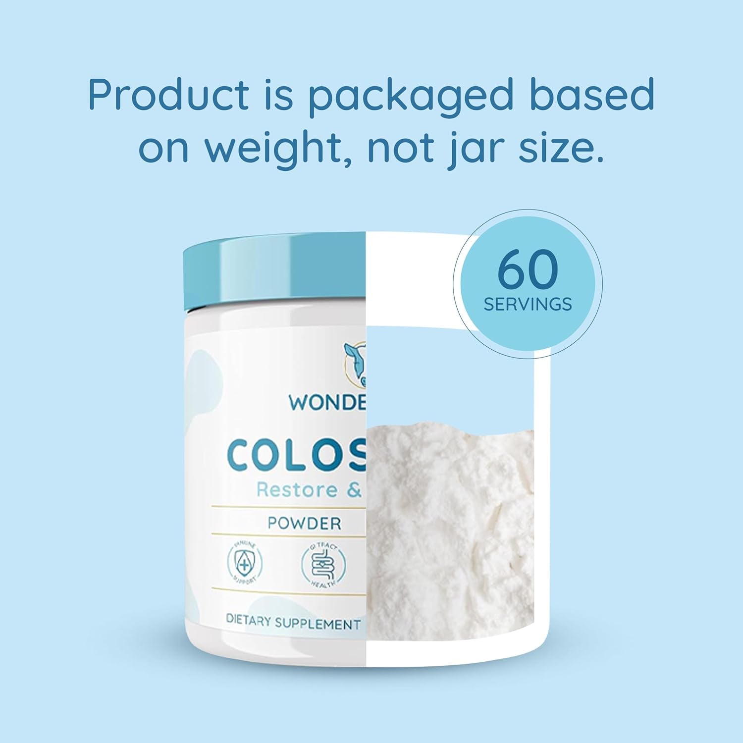 WonderCow Whole Bovine Colostrum Powder – Gut Health, Immune Support & Wellness | Natural IgG | Pure & Unstripped | Superfood | Unflavored | 60 Servings