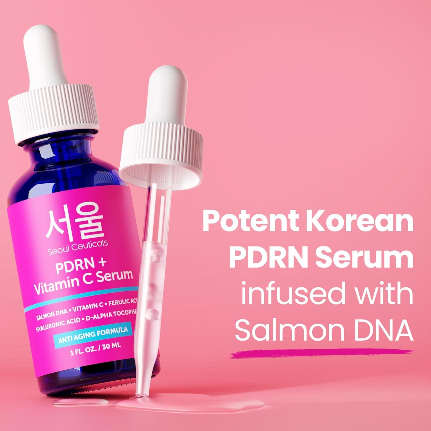 SeoulCeuticals PDRN Salmon DNA & Vitamin C Serum – Korean Skin Repair Booster for Anti-Ageing & Radiance | 30ml | K-Beauty