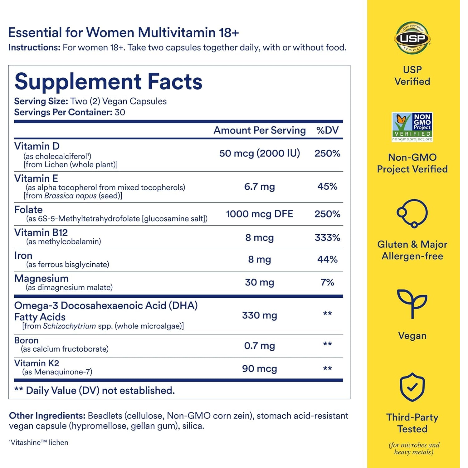 Ritual Essential Women's 18+ Daily Multivitamin – Key Vitamins & Minerals for Energy, Heart, Bone & Brain Health | Clinically Backed | Vegan | USP Verified | Citrus | 60 Capsules (30 Servings)