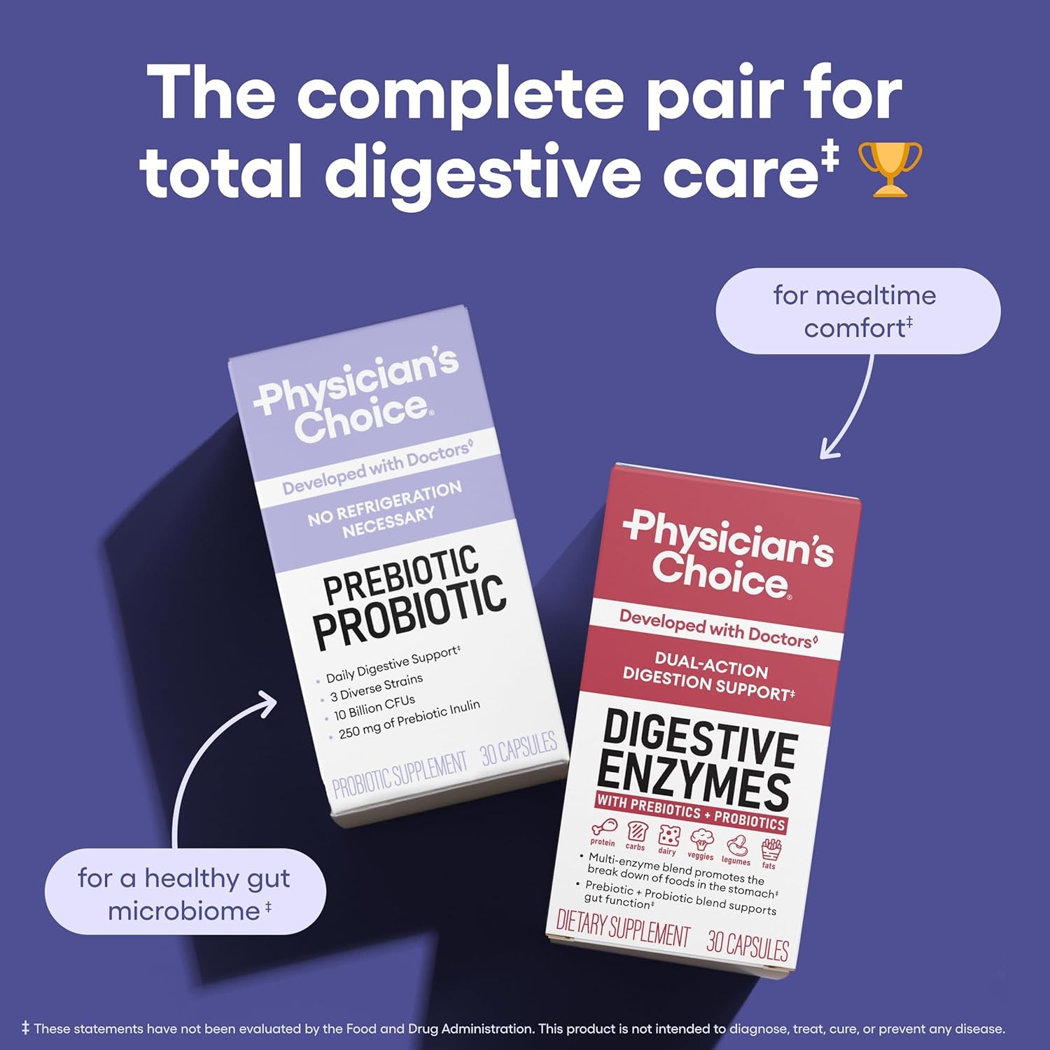 Physician's Choice Prebiotic & Probiotic – Multi-Strain Formula for Gut Health & Digestive Balance | 30 Capsules