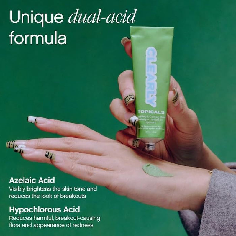 Topicals Clearly Breakout, Clarifying + Calming Mask for Acne-Prone Skin | Reduces Breakouts & Redness | Clinical-Strength, Dual-Acid Formula with Hypochlorous Acid | Vegan, Cruelty-Free (2 Oz)