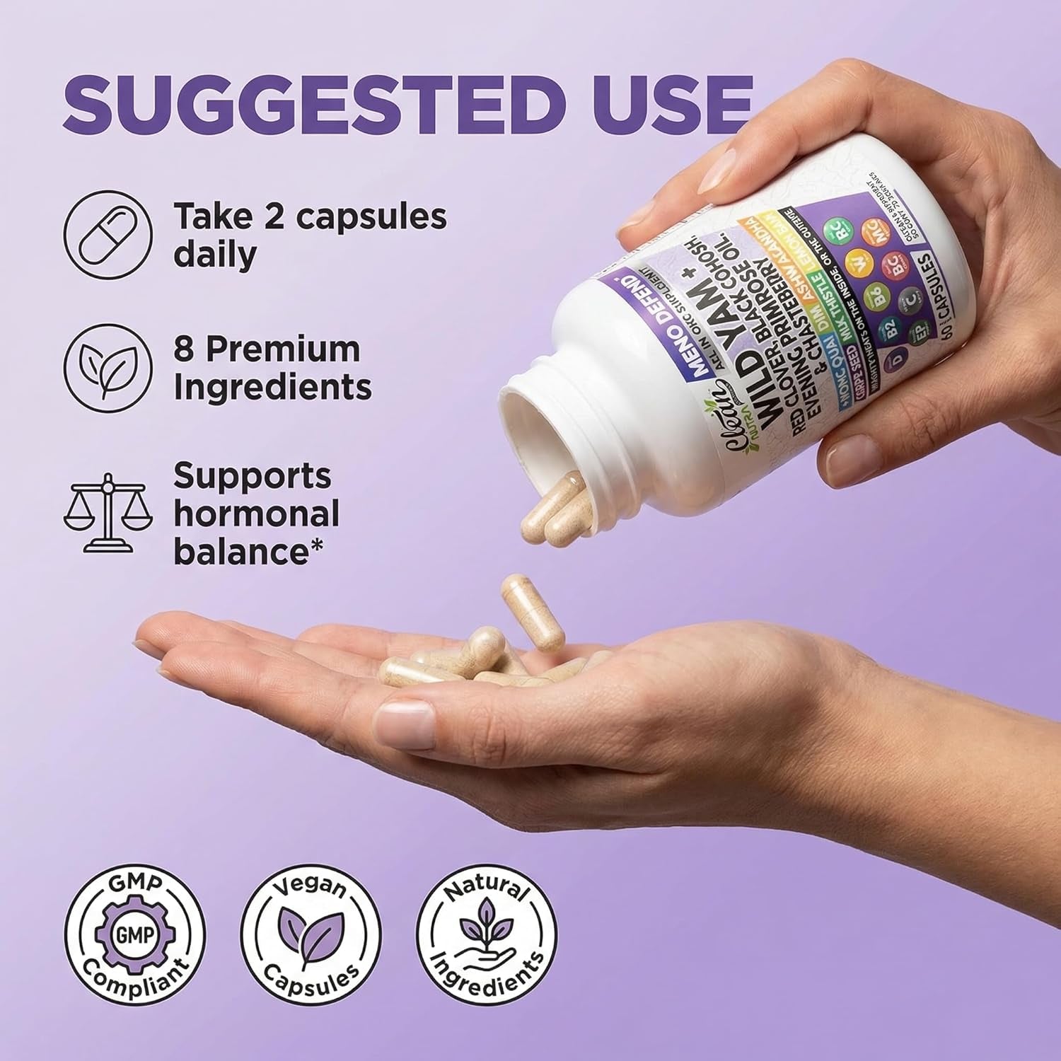 Clean Nutraceuticals Women's Hormone Balance Complex – 60 Capsules | Wild Yam, Black Cohosh, Dong Quai, DIM & Ashwagandha | Menopause & Hormonal Wellness Support