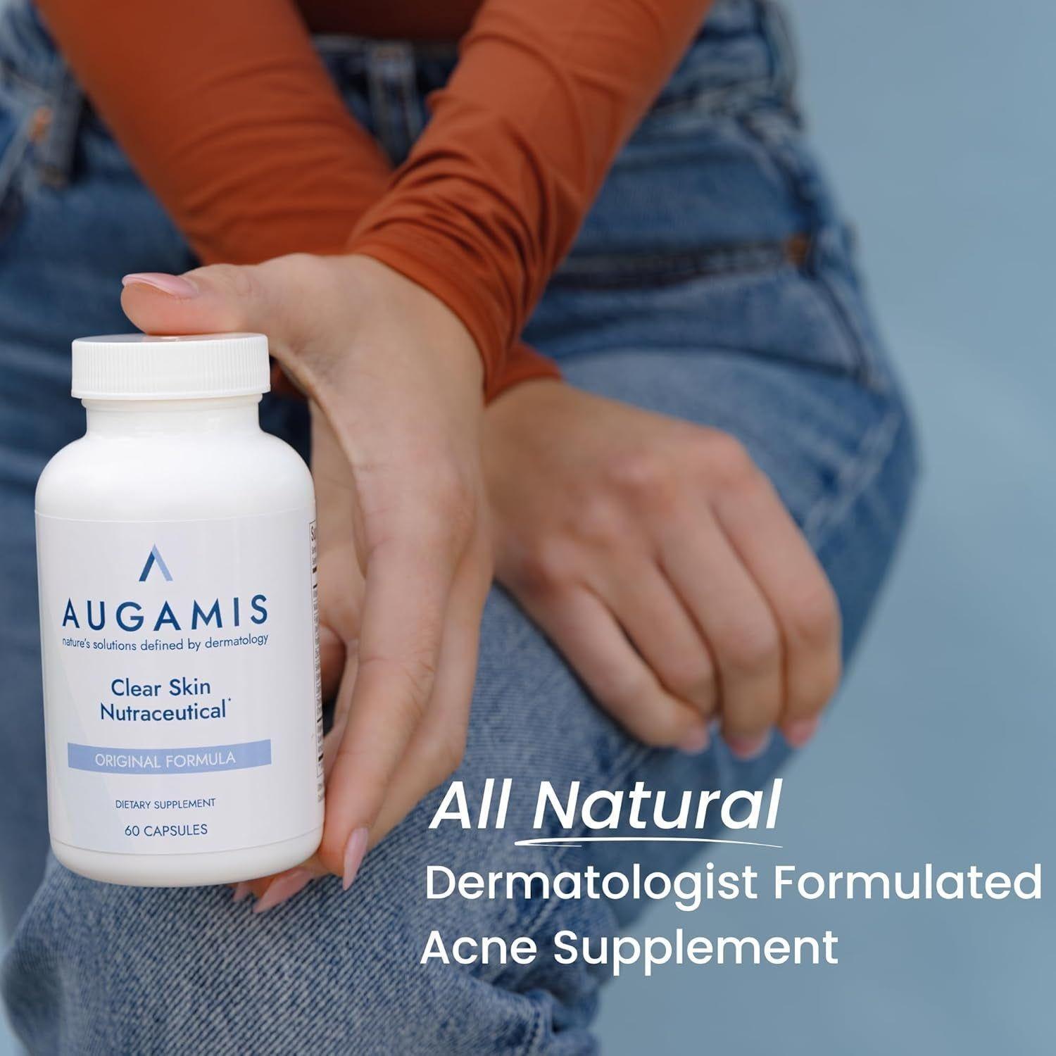 Augamis Clear Skin Nutraceutical Original Formula – 60 Capsules | DIM-Free Hormonal & Nodular Acne Support