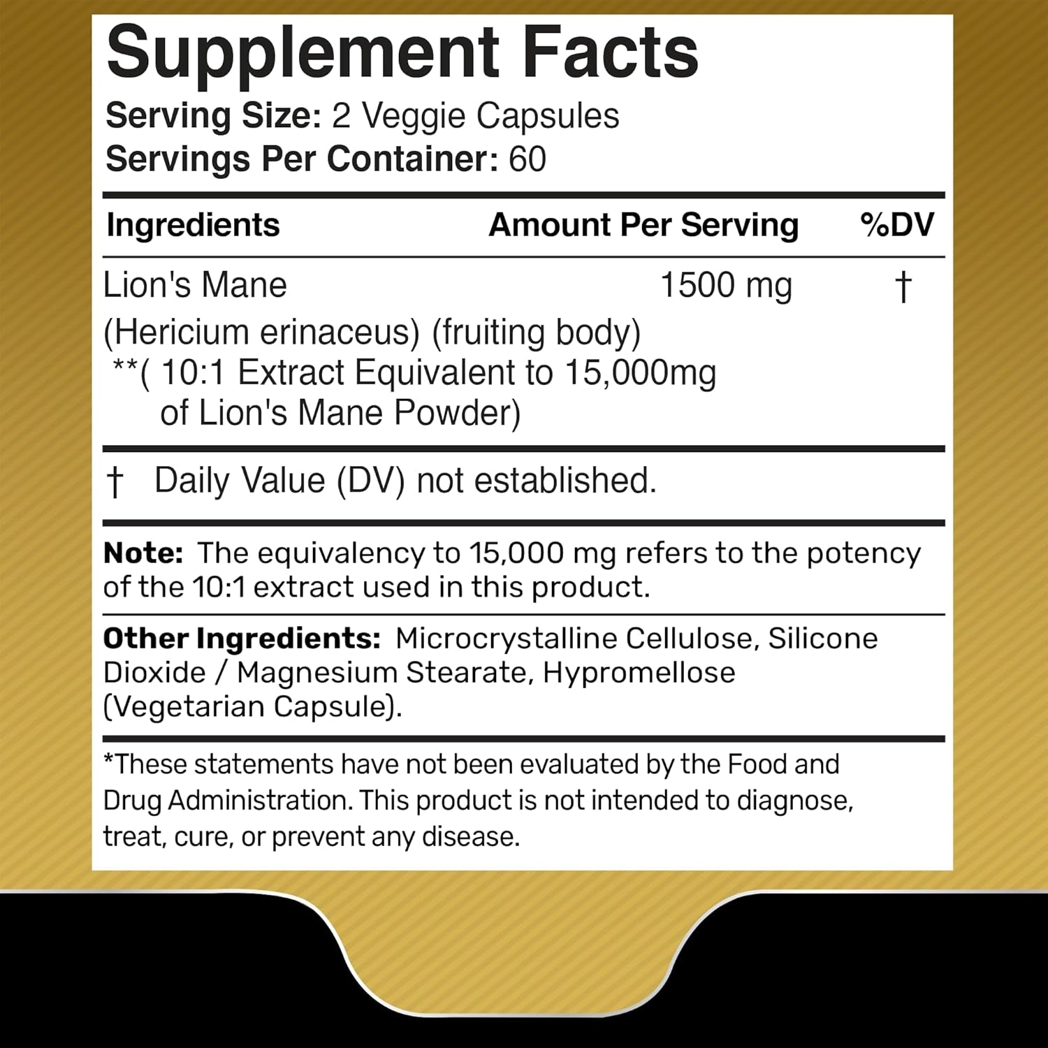 Lions Mane Supplement Capsules - 120 Count - Mushroom Supplement, Brain Supplements for Memory and Focus, Lion'S Mane Mushroom Capsules Organic - Cognitive and Immune Support, Focus Supplement