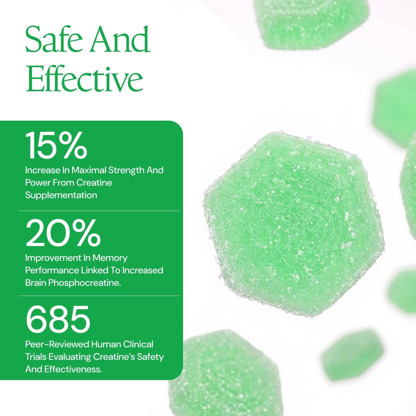 Create Creatine Monohydrate Gummies – Sour Green Apple | 1.5g Per Gummy | Vegan & Gluten-Free | Strength, Focus & Endurance for Men & Women