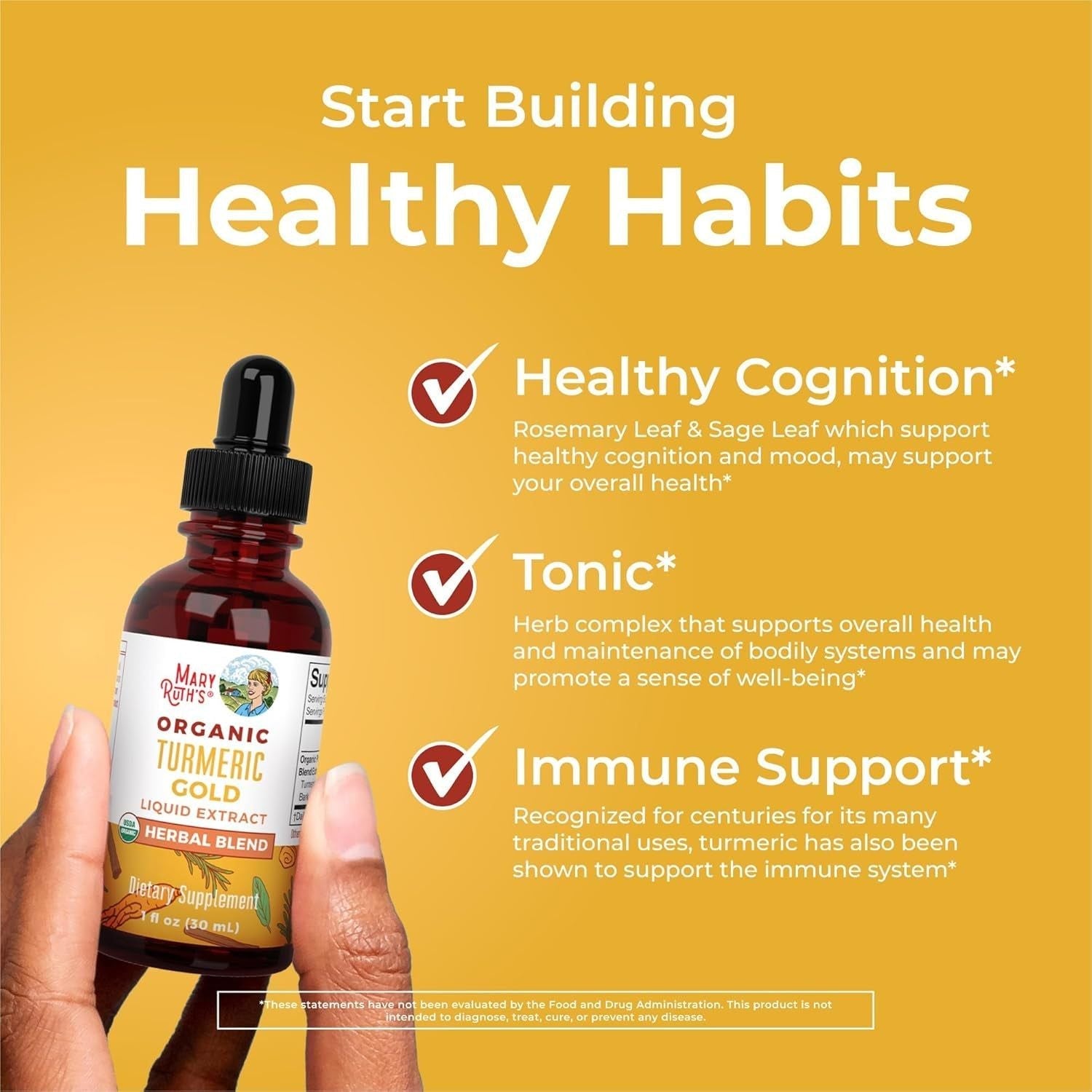 MaryRuth Organics Turmeric Gold Liquid Drops – 30ml | Immune & Cognitive Support