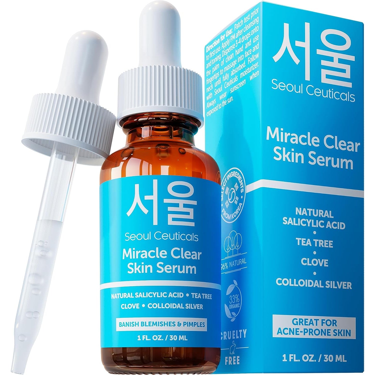 SeoulCeuticals Korean Acne Serum – Salicylic Acid, Tea Tree & Clove for Acne-Prone Skin & Even Skin Tone | 30ml | K-Beauty
