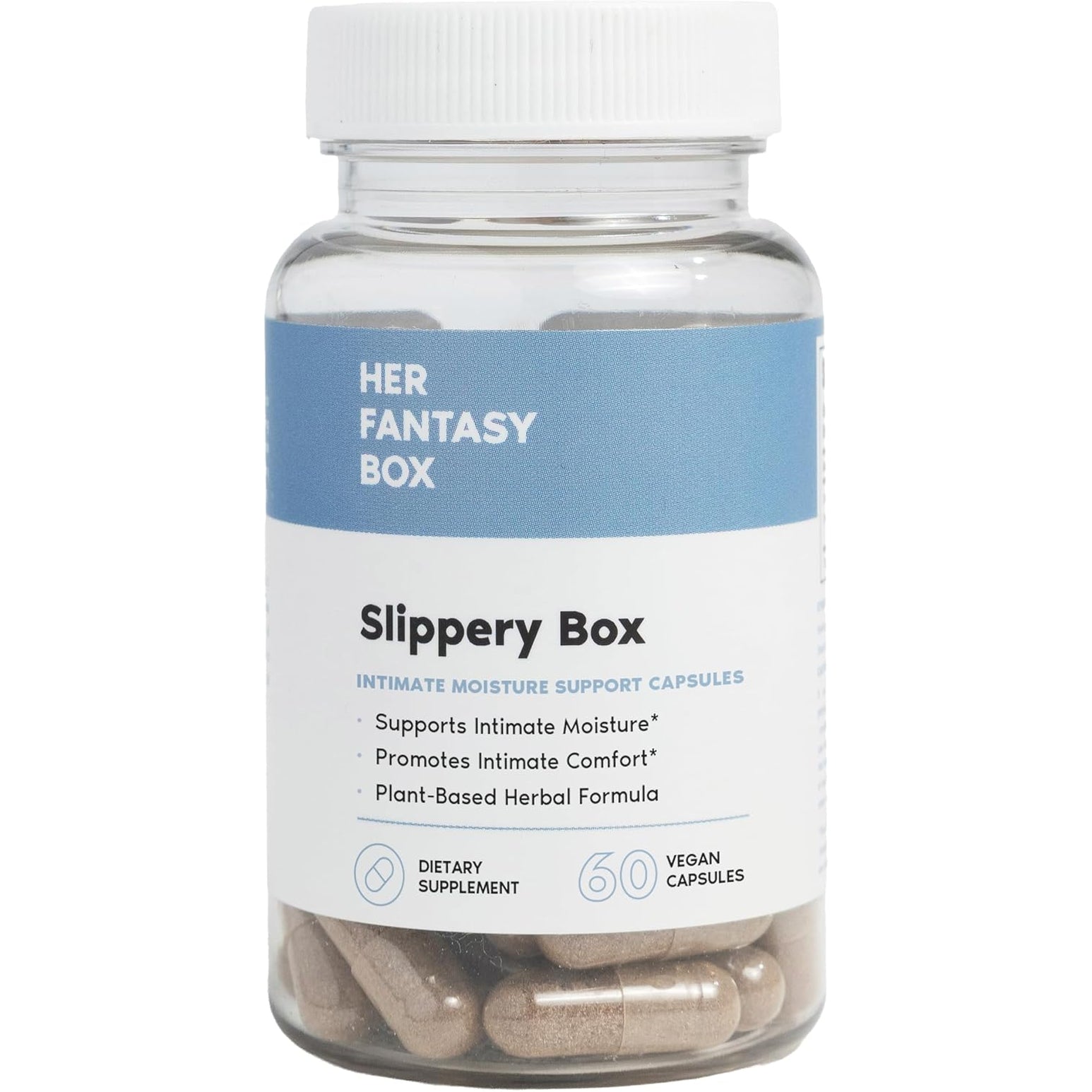 Her Fantasy Box | Slippery Box | Fast-Acting Slippery Elm Capsules for Feminine Wellness & Intimate Moisture Support – 60 Vegan Capsules