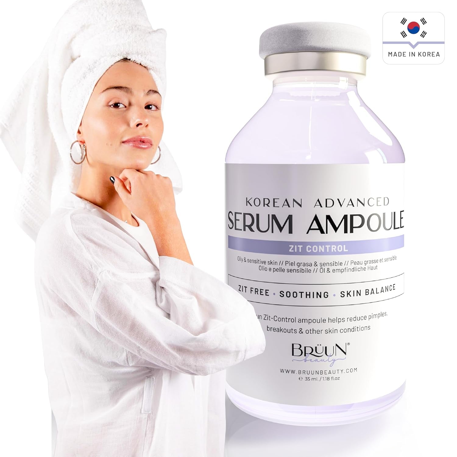BRÜUN AC-Control Clear & Pure Vita Plus Ampoule – 35ml | Micro-Needling Korean Booster Serum for Face & Body | Use With or Without Derma Pen
