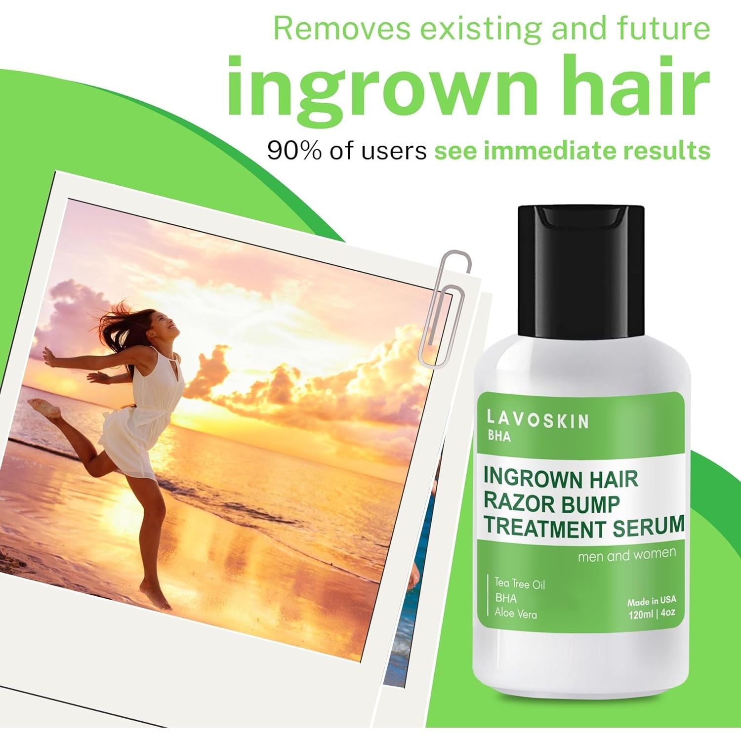 LAVOSKIN Ingrown Hair & Razor Bump Treatment Serum – 120ml | Soothing Tea Tree Formula