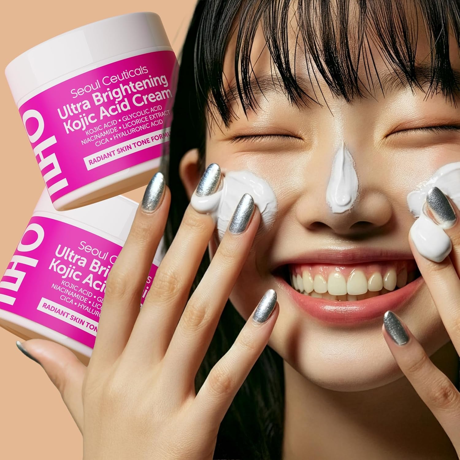 SeoulCeuticals Kojic Acid & Glycolic Acid Dark Spot Cream – Niacinamide, Cica & Hyaluronic Acid for Brightening & Even Skin Tone | 60ml | K-Beauty