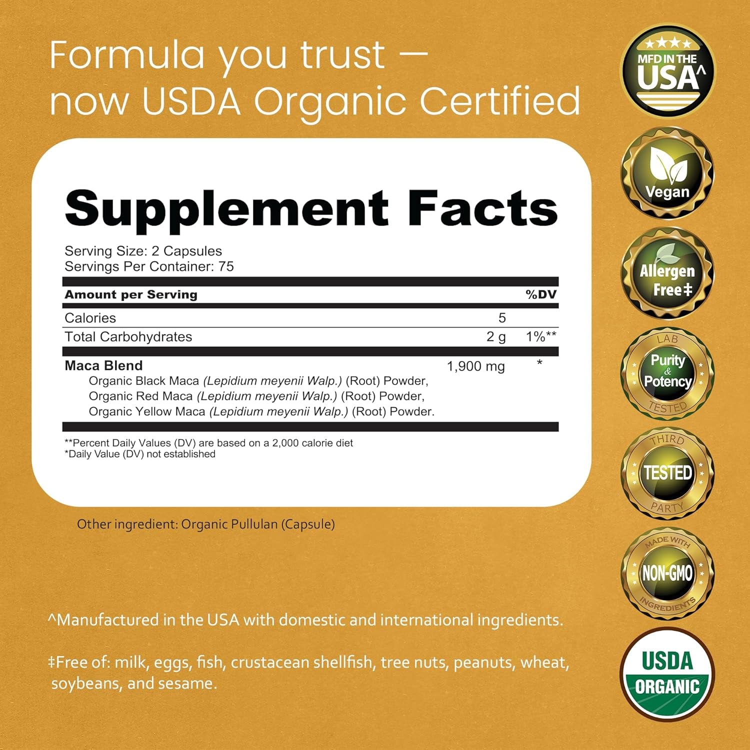 Naturalife Labs Organic Maca Root – Black, Red & Yellow – 1900 Mg per Serving – 150 Capsules – Gelatinized Peruvian Maca – Non-Gmo, Gluten-Free, Vegan