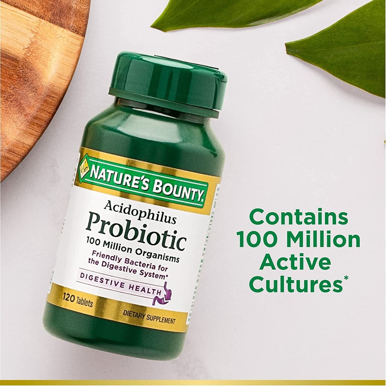 Nature’s Bounty Acidophilus Probiotic, Unflavored – 200 Tablets (2 Packs) | Daily Digestive & Immune Support