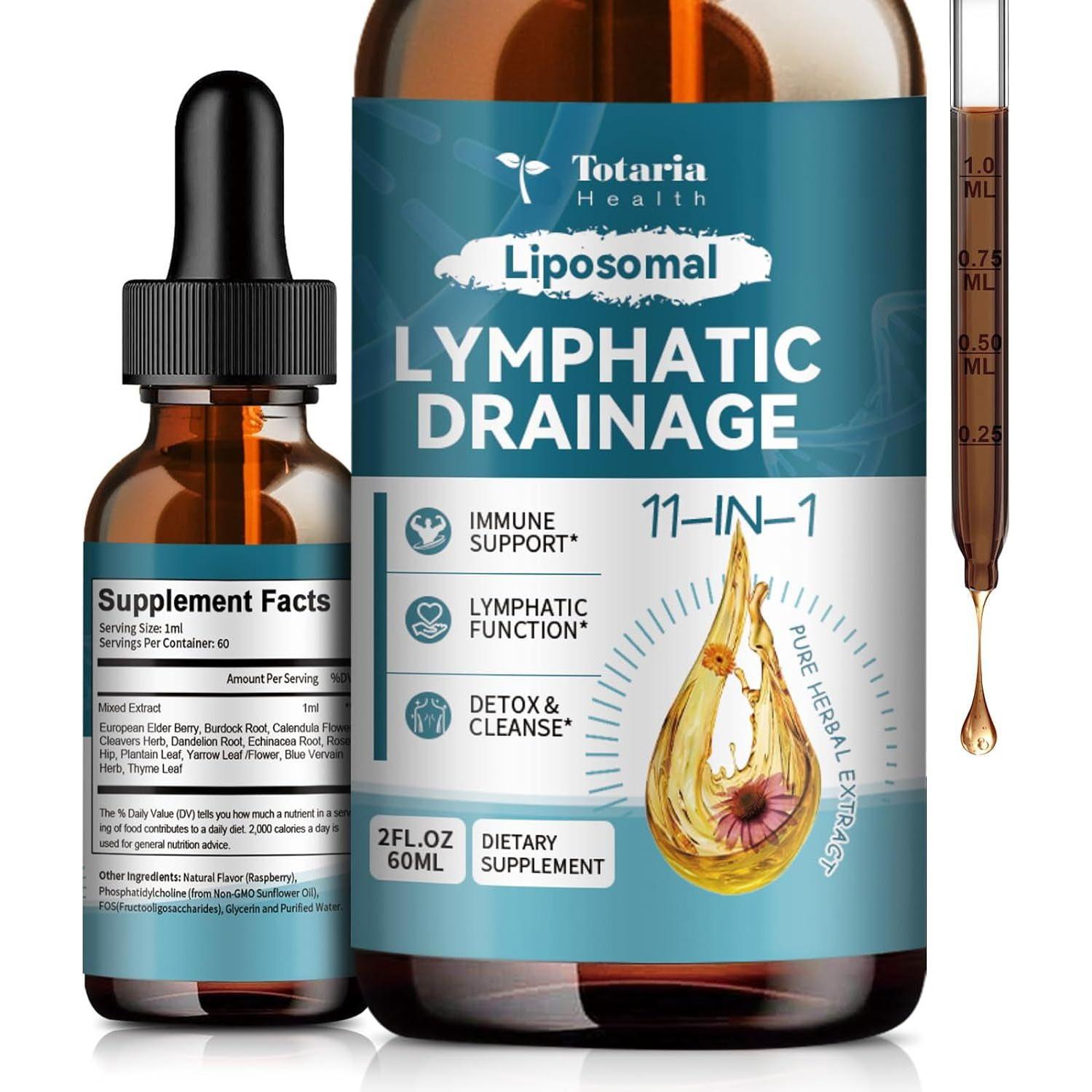 Totaria Liposomal Lymphatic Drainage – 60ml | 11-in-1 Herbal Blend for Detox, Immunity & Fluid Balance