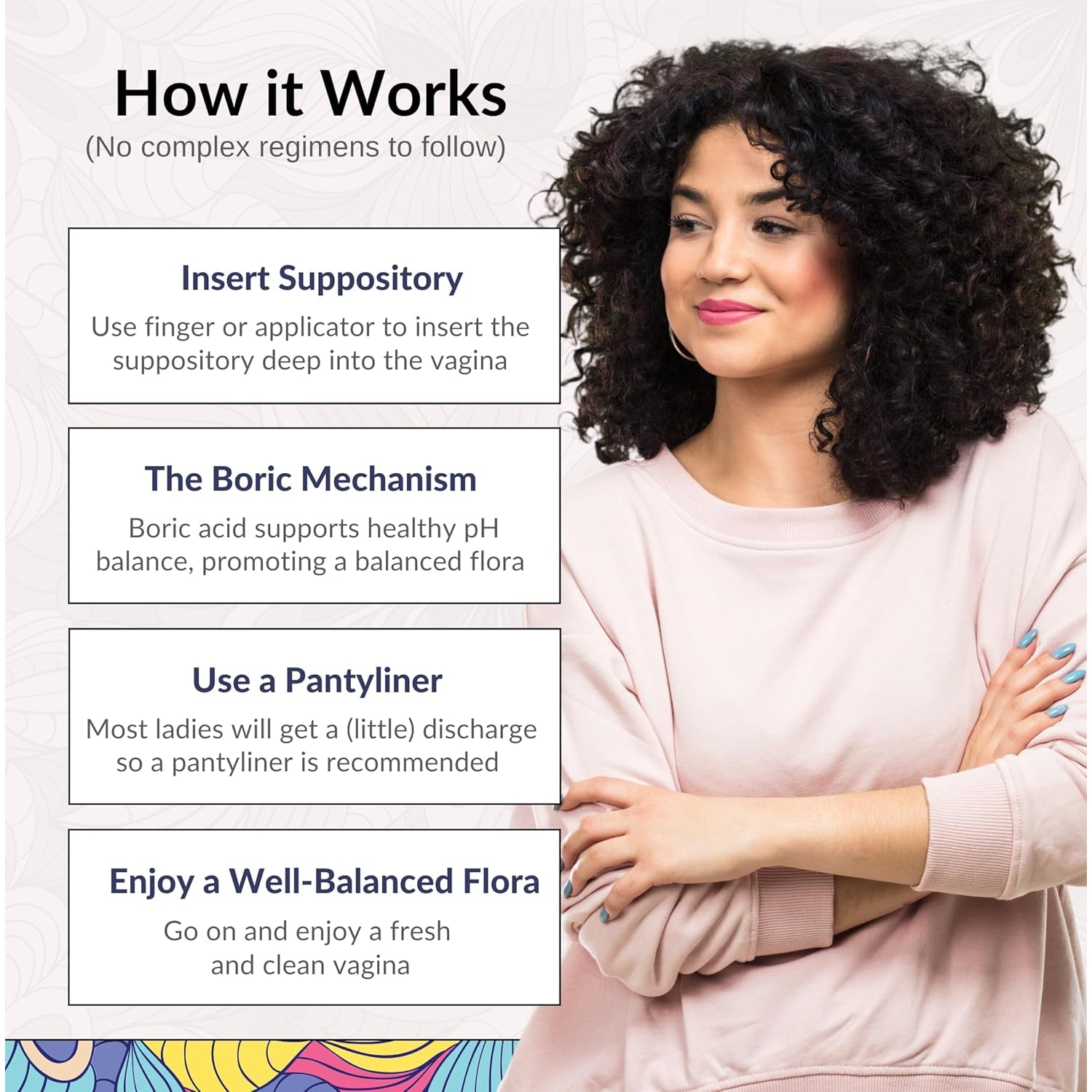 Flower Power Boric Acid Suppositories – 600mg for Vaginal pH Balance & Freshness | Vegan | Made in USA | 30 Count