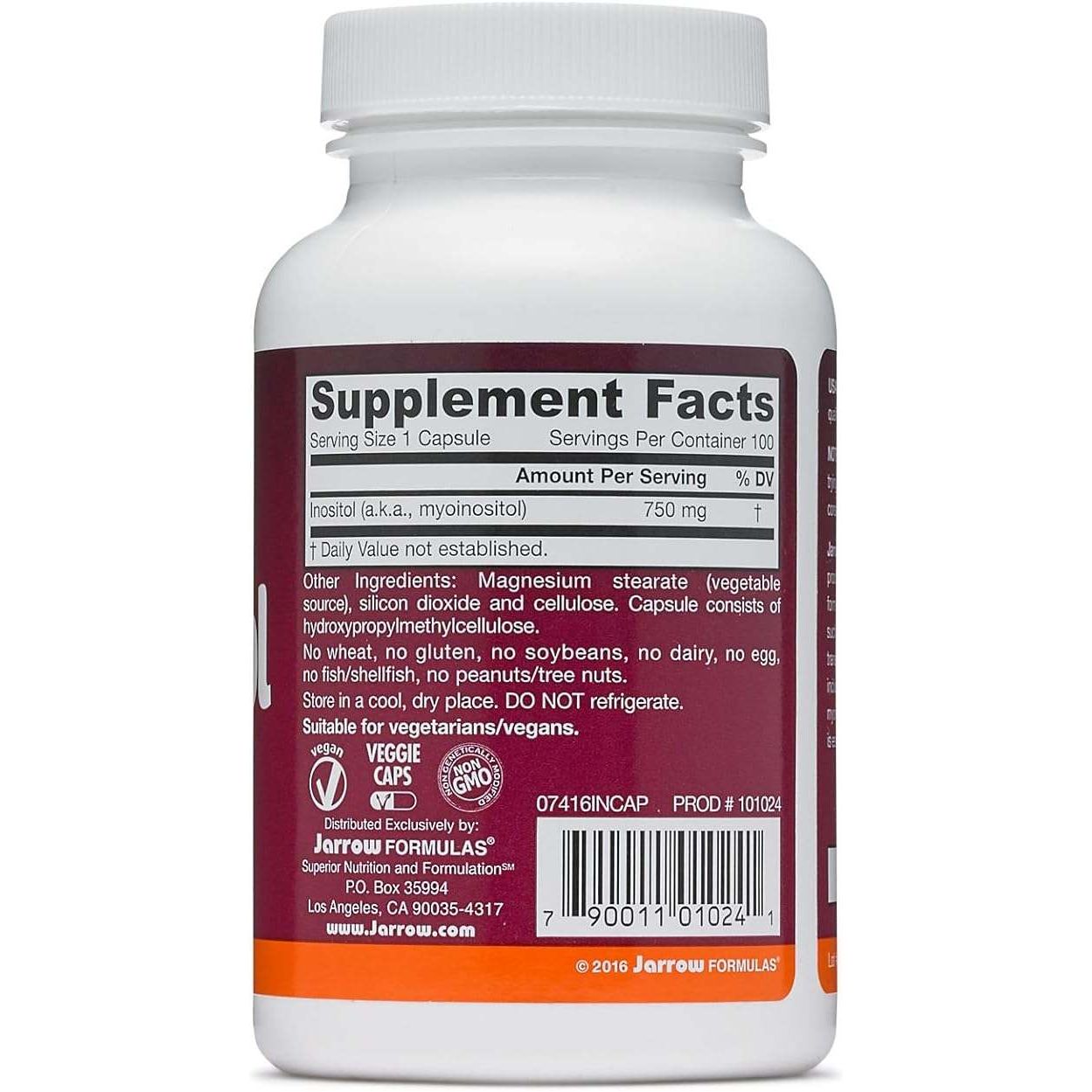 Jarrow Formulas Inositol 750mg 100 Capsules – Nerve Health and Brain Support