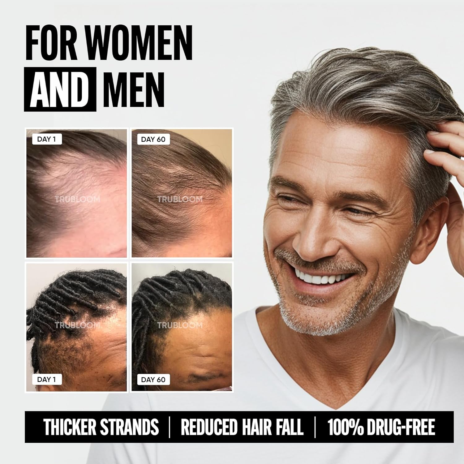 TRU BLOOM Hair Growth Vitamins – 2 Month Supply | Clinically Proven & Dermatologist-Tested for Fuller, Thicker Hair | Biotin, Collagen, Keratin, MSM, Zinc & Vitamin D3