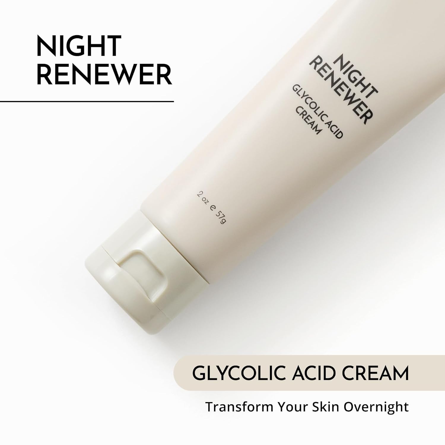 MAELOVE Night Renewer Glycolic Acid Cream – 57g | 10% AHA Night Moisturiser for Sensitive Skin