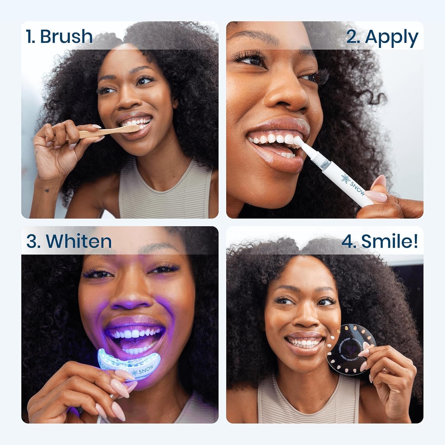 SNOW Diamond Wired Teeth Whitening Kit – Sensitive Teeth Formula | Whitens & Repairs | Enamel Safe | 6 Month Supply | Blue LED Technology