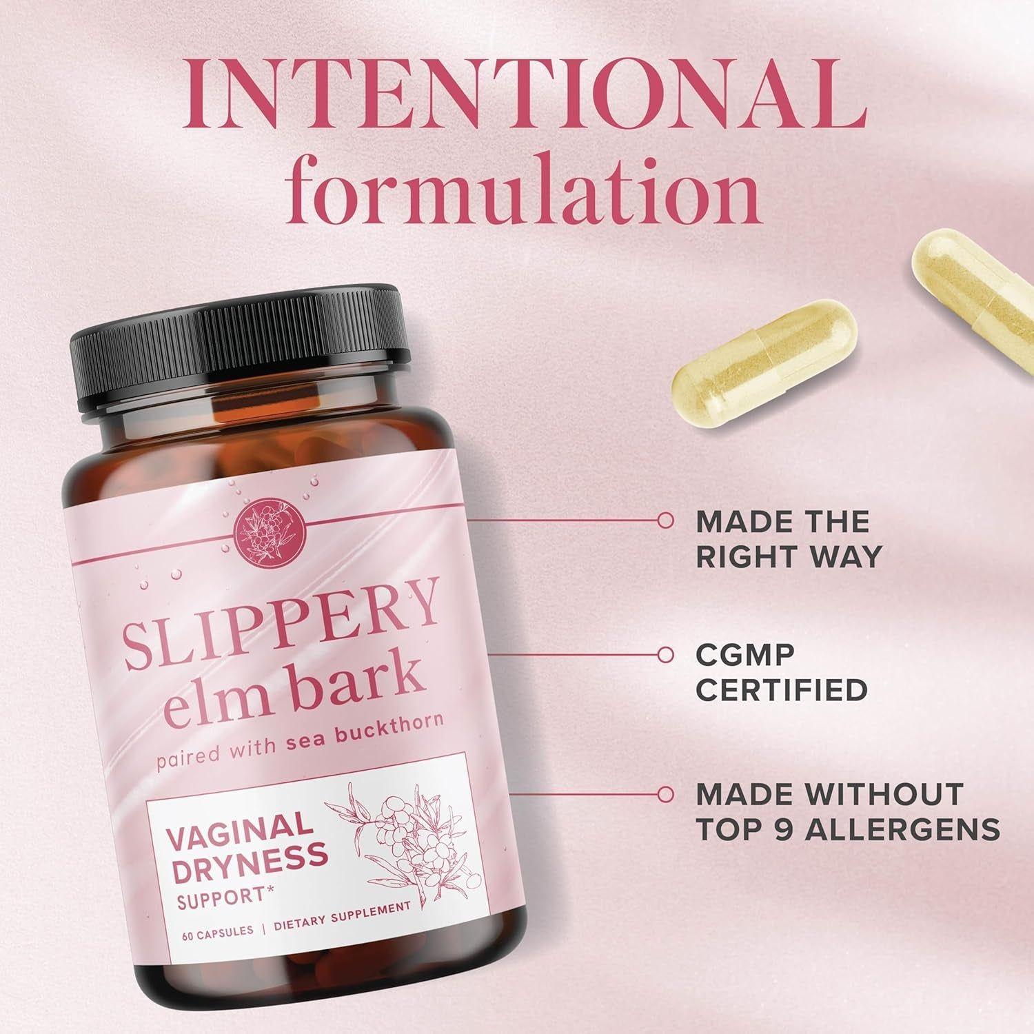 SMNutrition Slippery Elm Bark & Sea Buckthorn – 60 Capsules | Natural Vaginal Moisture & Intimate Wellness