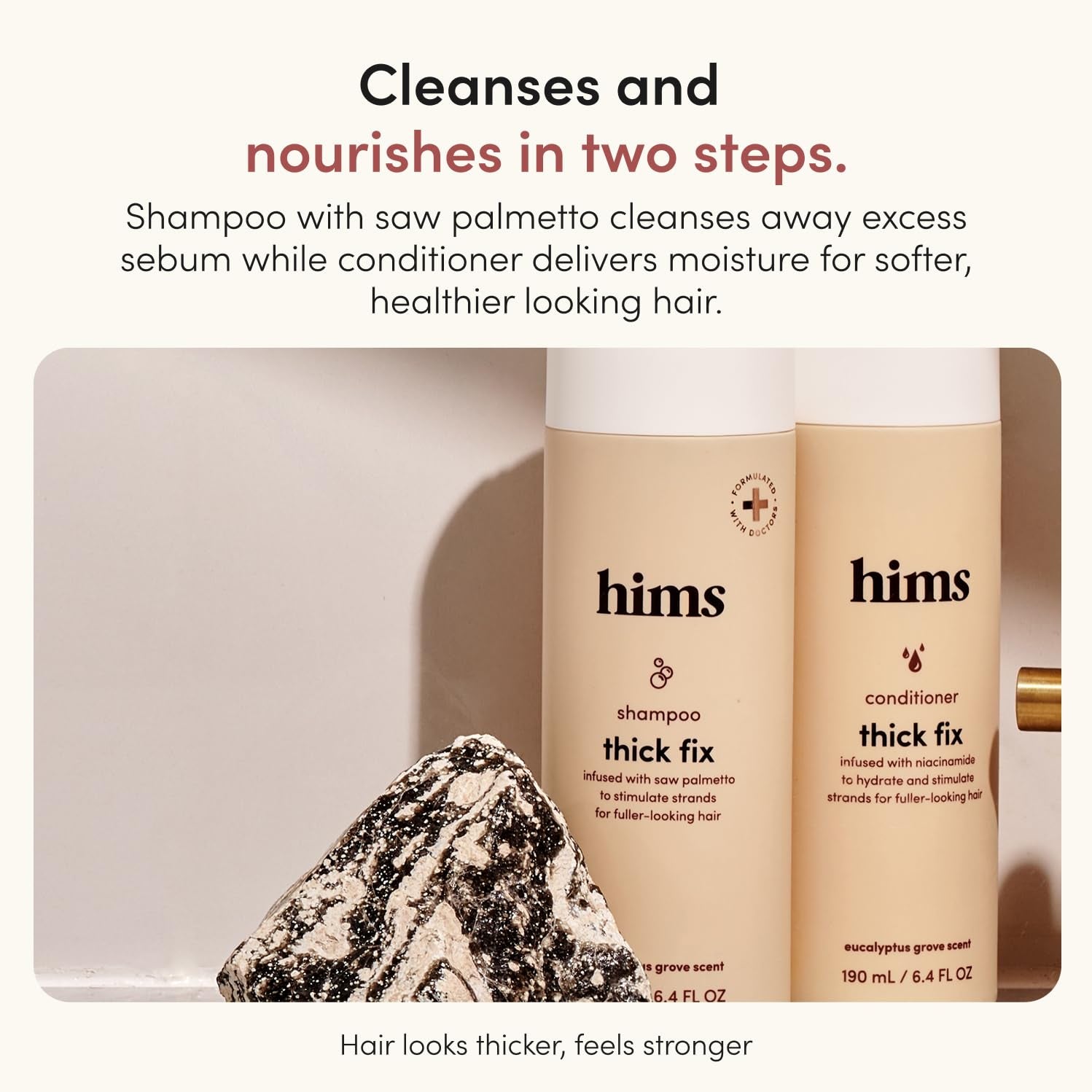 Hims Thick Fix Shampoo & Conditioner Set - Saw Palmetto for Healthy Hair Growth & Thickening - 190ml x 2