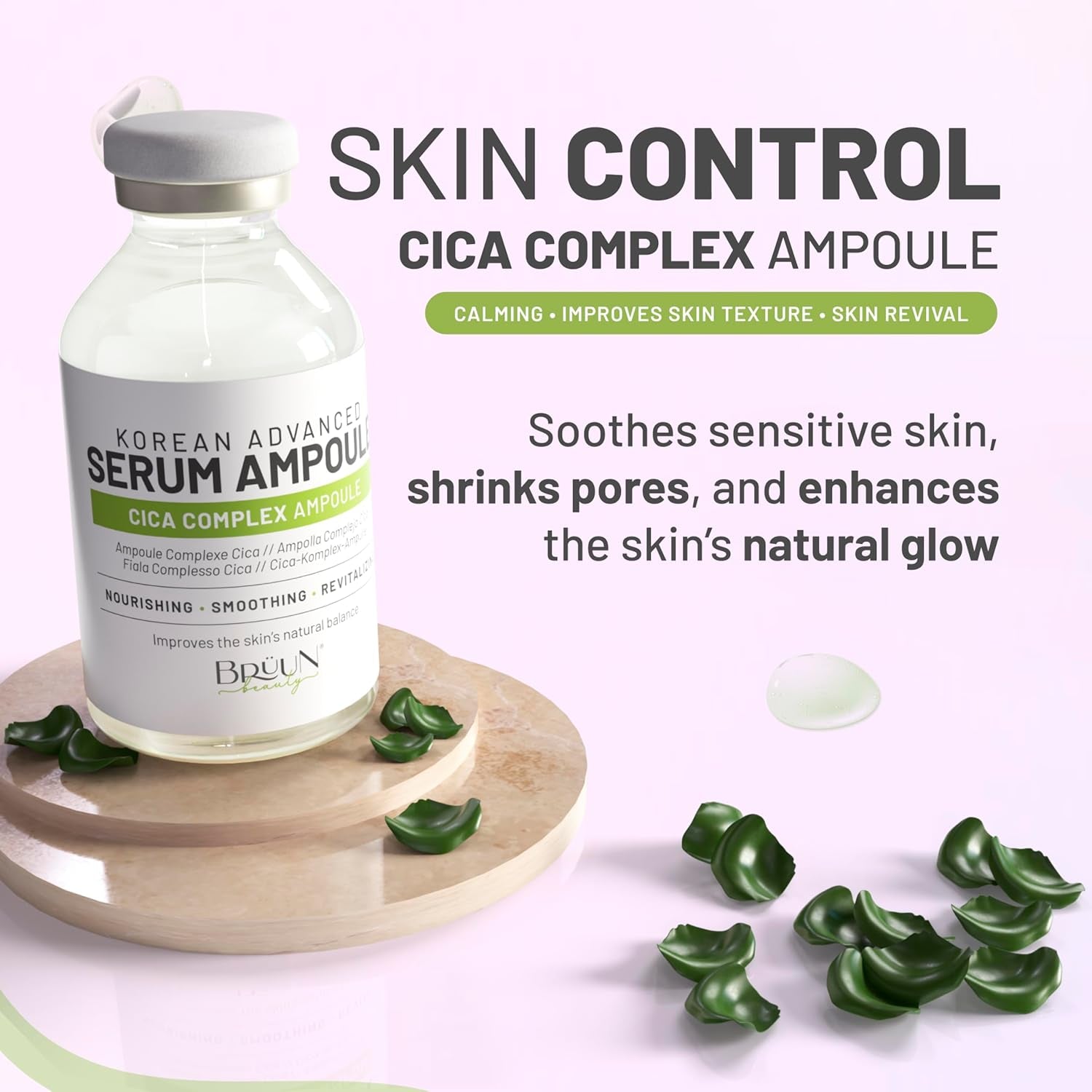 BRÜUN CICA Revival Complex Serum Ampoule – 35ml | Centella Asiatica Micro-Needling Korean Booster for Face & Body | Use With or Without Derma Pen