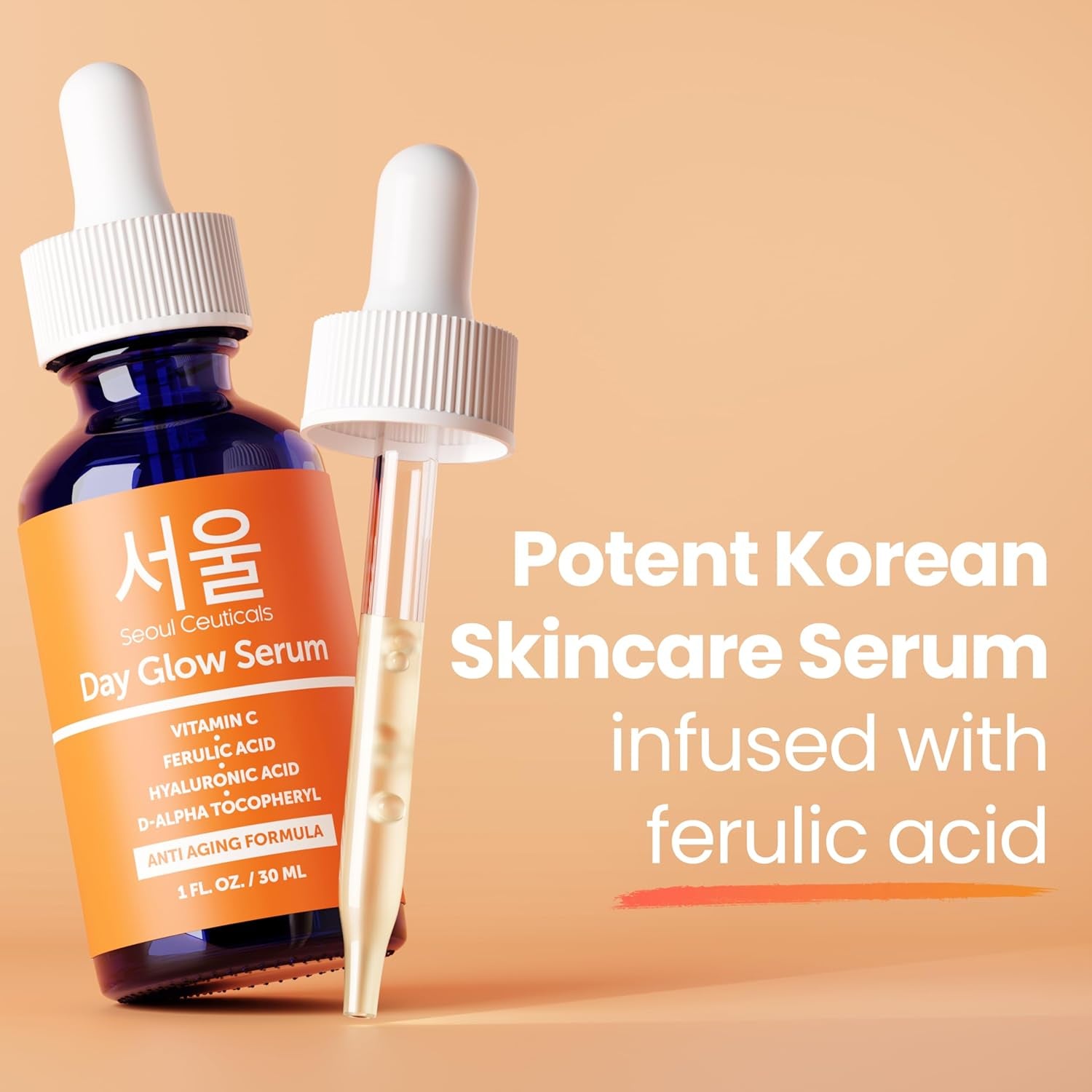 SeoulCeuticals 20% Vitamin C Serum – CE Ferulic Acid & Hyaluronic Acid for Brightening & Anti-Ageing | Korean Skincare | 30ml