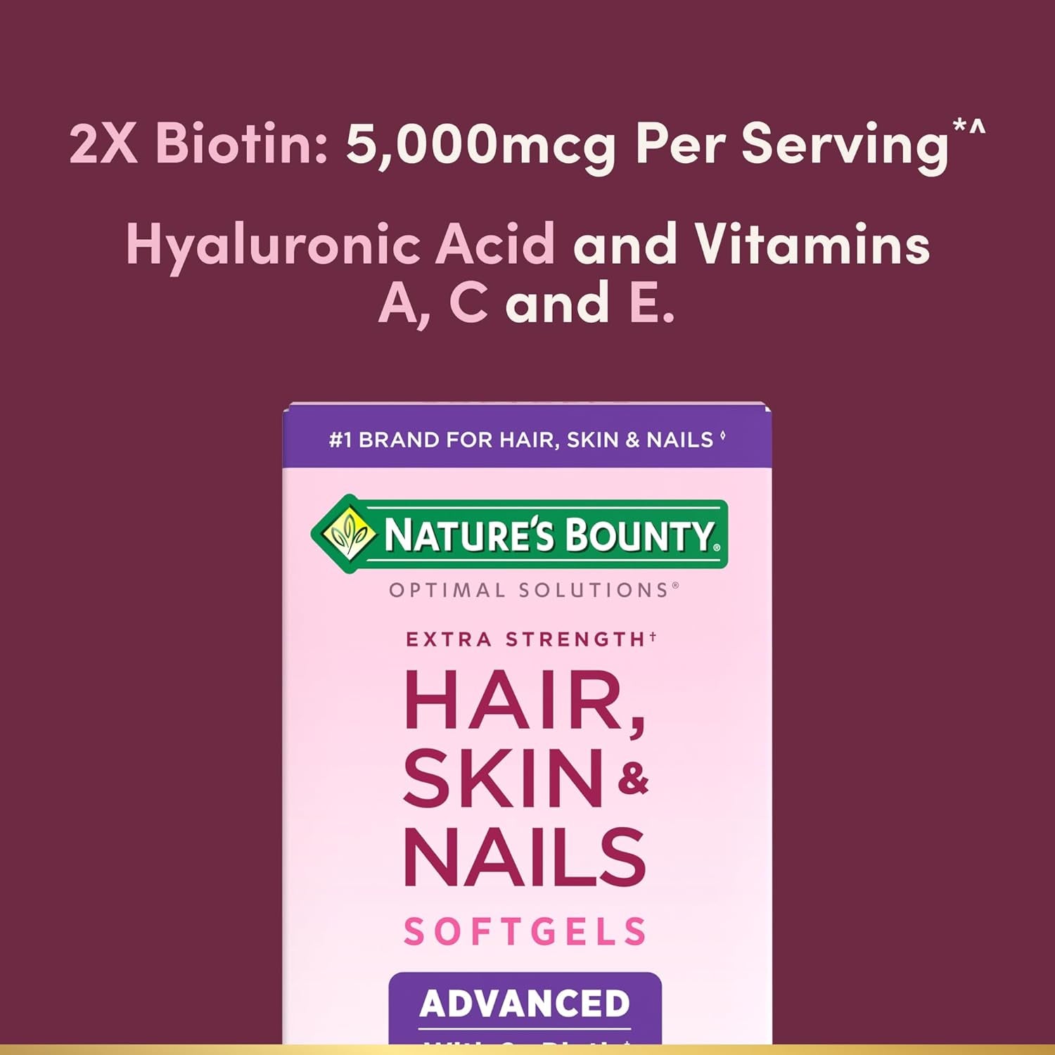 Nature’s Bounty Extra Strength Hair, Skin & Nails – 150 Softgels | Biotin + Antioxidants for Radiant Beauty from Within
