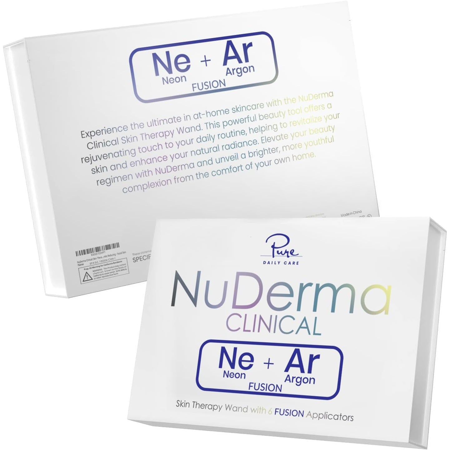 NuDerma Clinical Skin Therapy Wand – Neon & Argon High Frequency Device for Anti-Ageing, Skin Tightening & Clarifying | 6 Wand Attachments